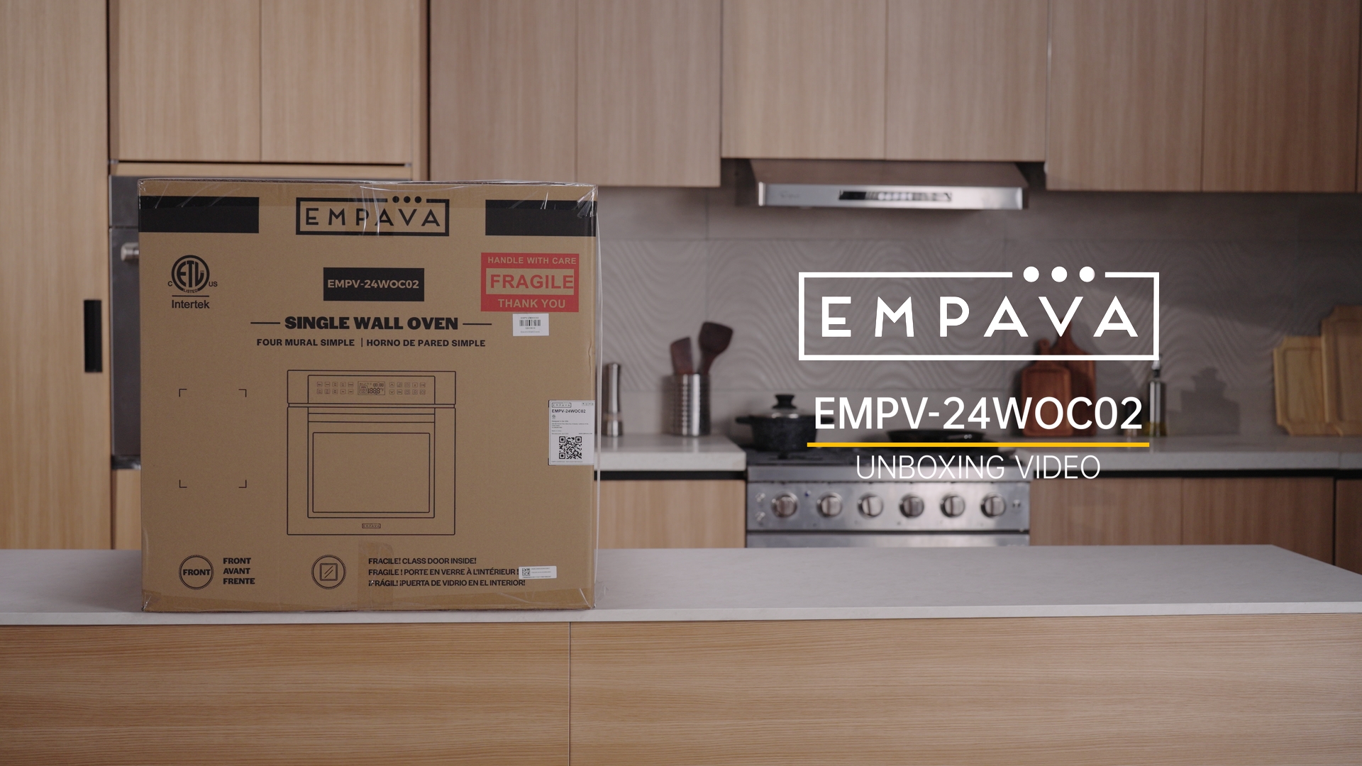 Image of Empava 24 inch Electric Single Wall Oven with 10 Cooking Funcitons, Stainless Steel Built-in Wall Convection Oven with Screen Touch Control, 360 Rotisserie, Silver