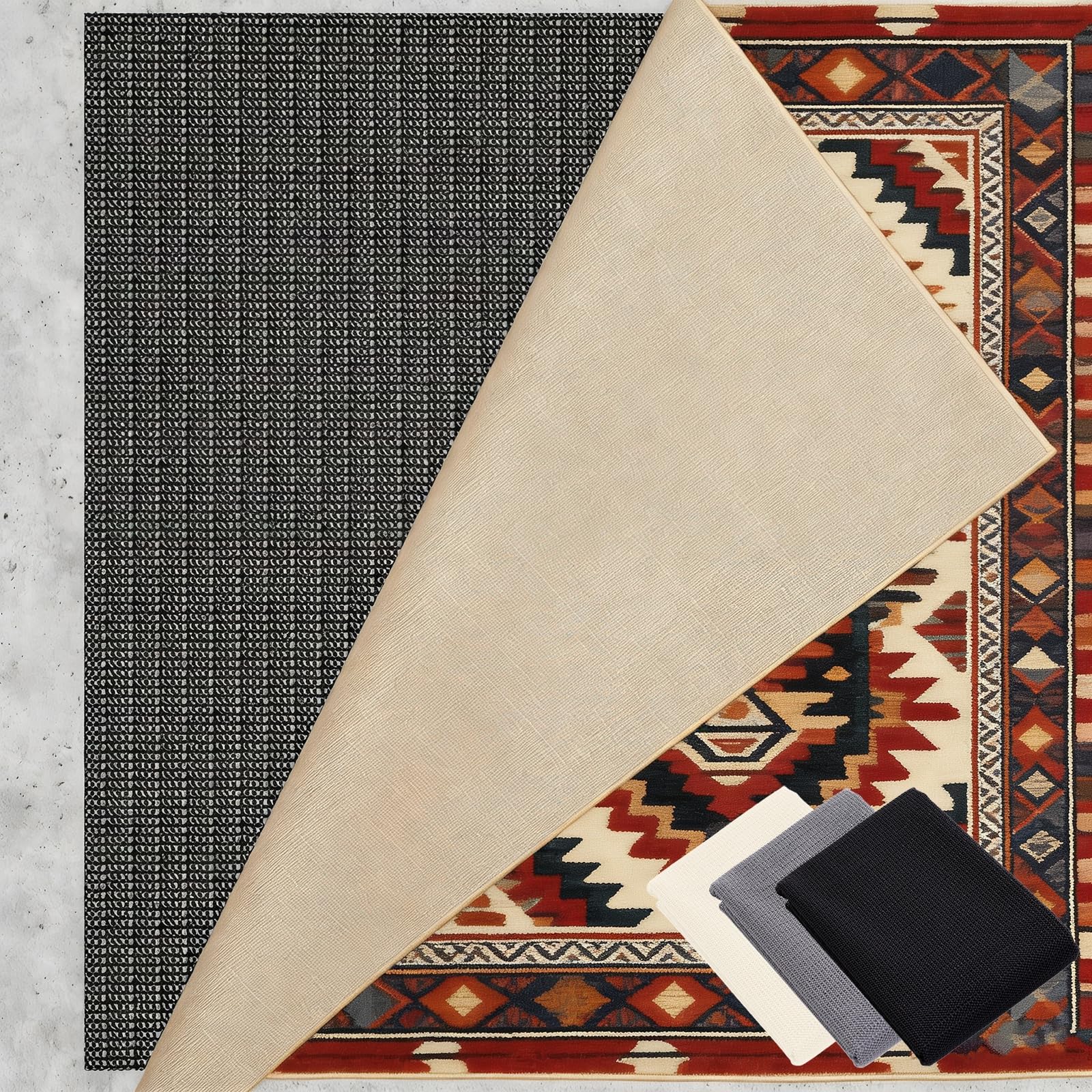 Bases Antideslizante 130 x 300 cm Multiusos de PVC, Lavable, Cortable, Reutilizable y sin Olores, Alfombra Antideslizante Multiusos Adecuado para Parqué O Baldosas, Negro