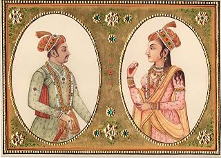 Emperor Jahangir Empress Nur Jahan Rare Mughal Miniature Art Historical Painting
