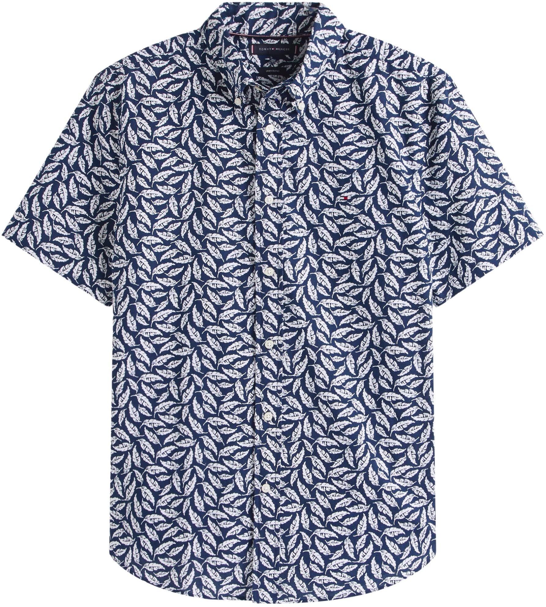 Tommy Hilfiger Chemise Homme Linen Blend Print Manches Courtes