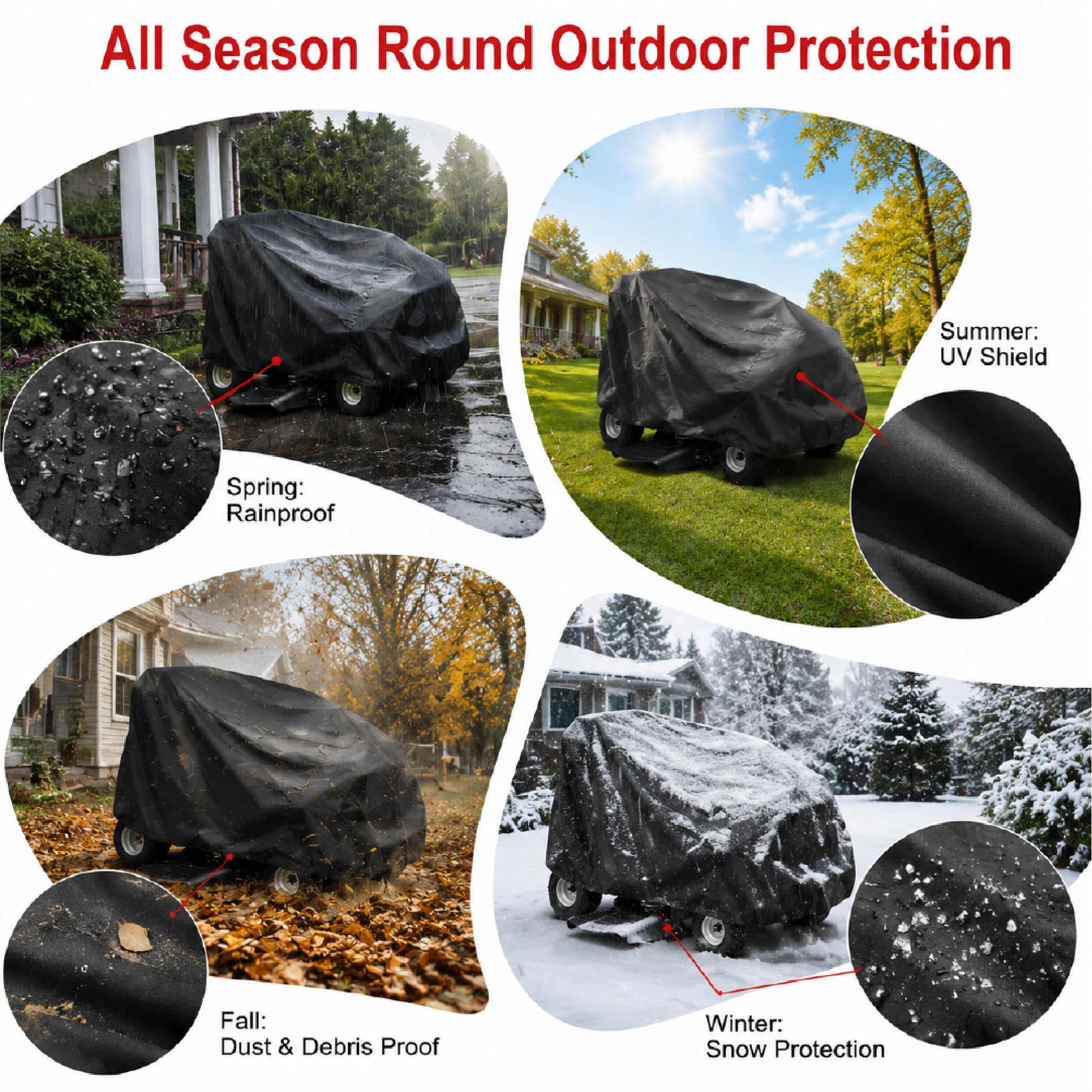 Lawnmower Cover para Efco EF 106 2020-pr 41", Cubierta Impermeable y Anti UV para Tractor Cortacésped, Ligera Plegable con Bolsa