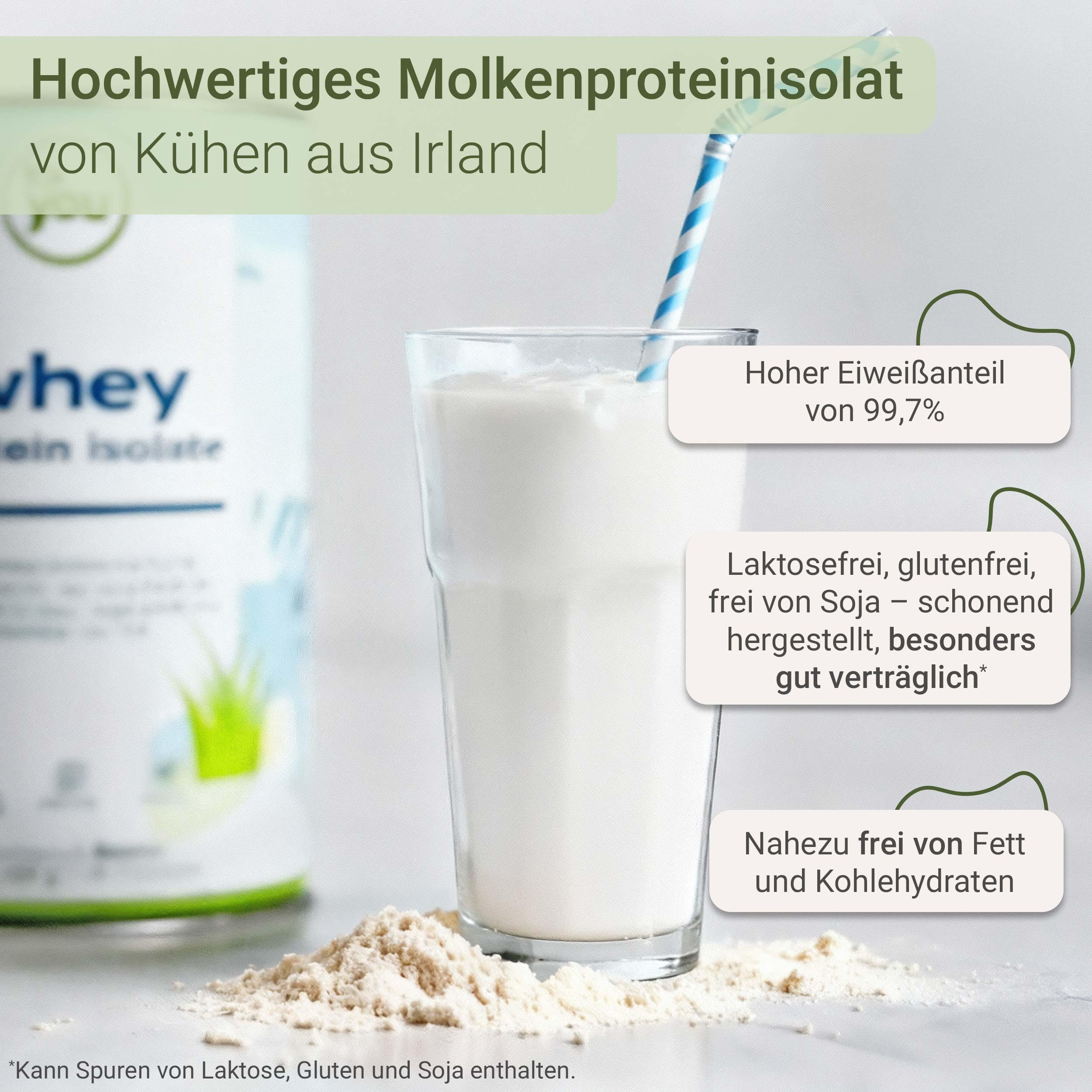 for you whey protein isolate Pur 2x600 g Doppelpack - Molkenprotein aus Weidemilch - Eiweißanteil 99,7% zum Muskelaufbau & mit allen essentiellen Aminosäuren - Laktosefrei Sojafrei - Proteinpulver
