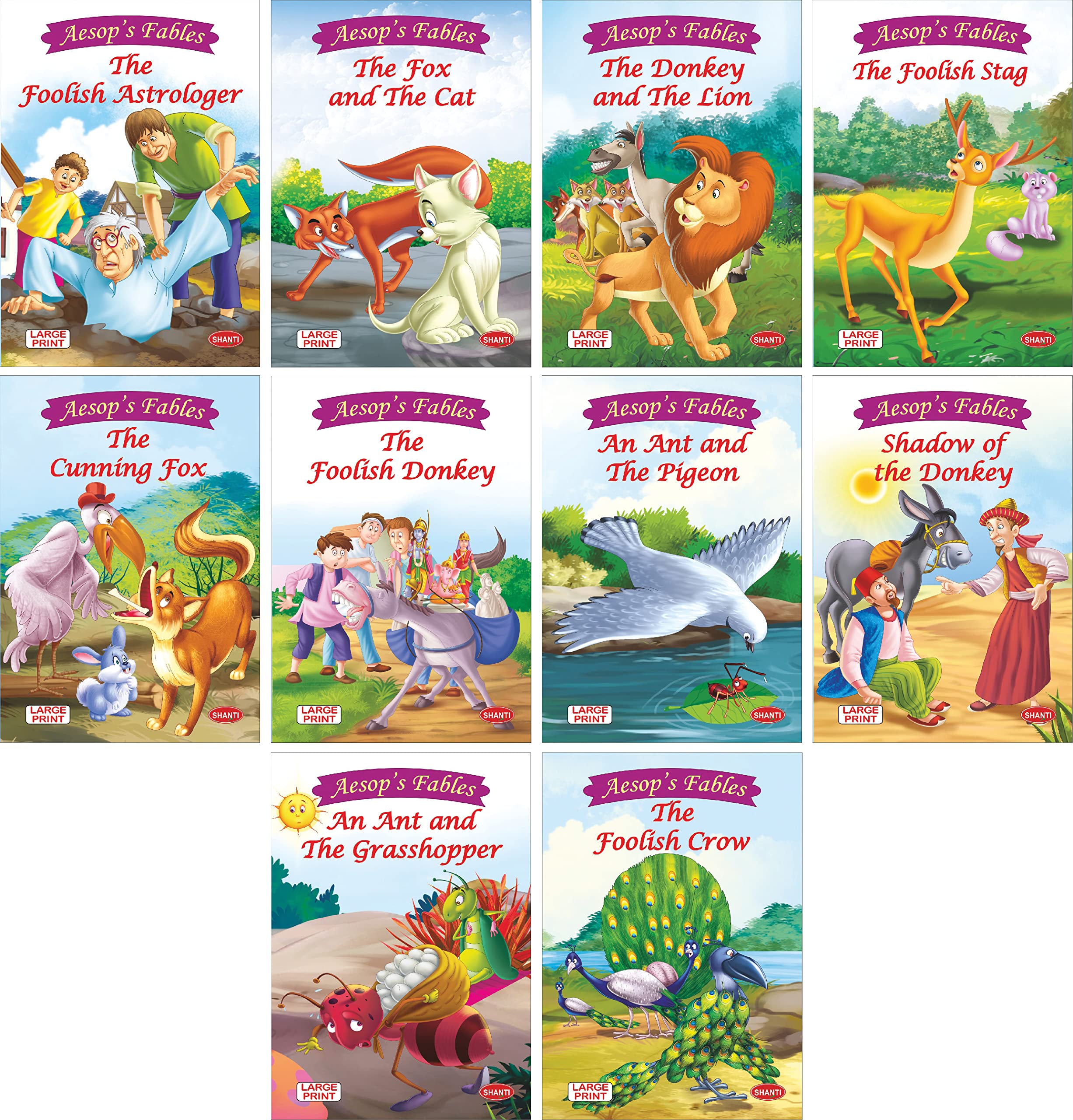 Bedtime stories from Aesop Fables (Pack of 10 Books)|Short story book for kids|160 Pages Total