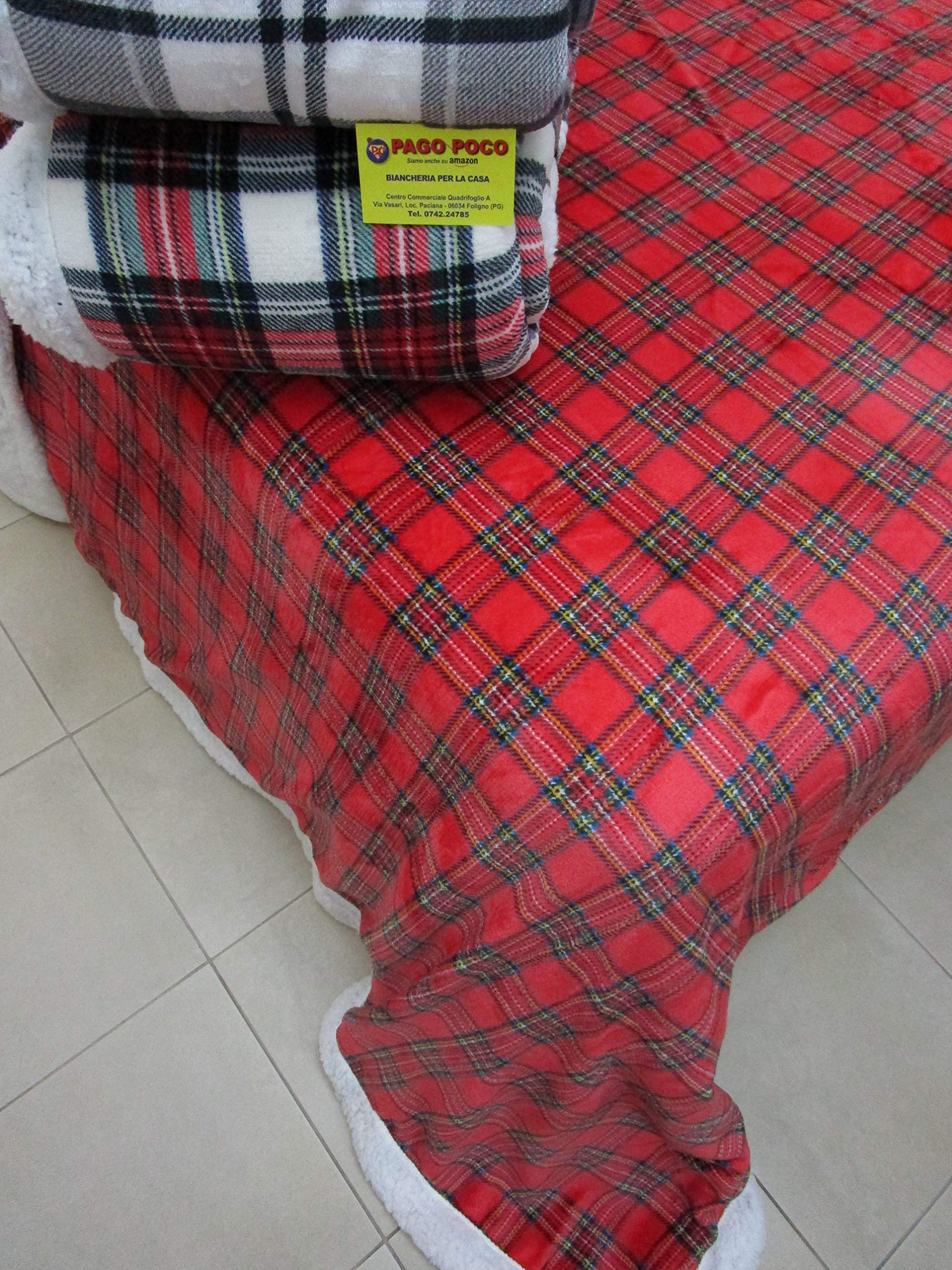 Plaid o Coperta In Morbidissima e Calda Microfibra Con Retro Agnellato Disegno CUORI Colore:celeste 160x210 Novità 2020