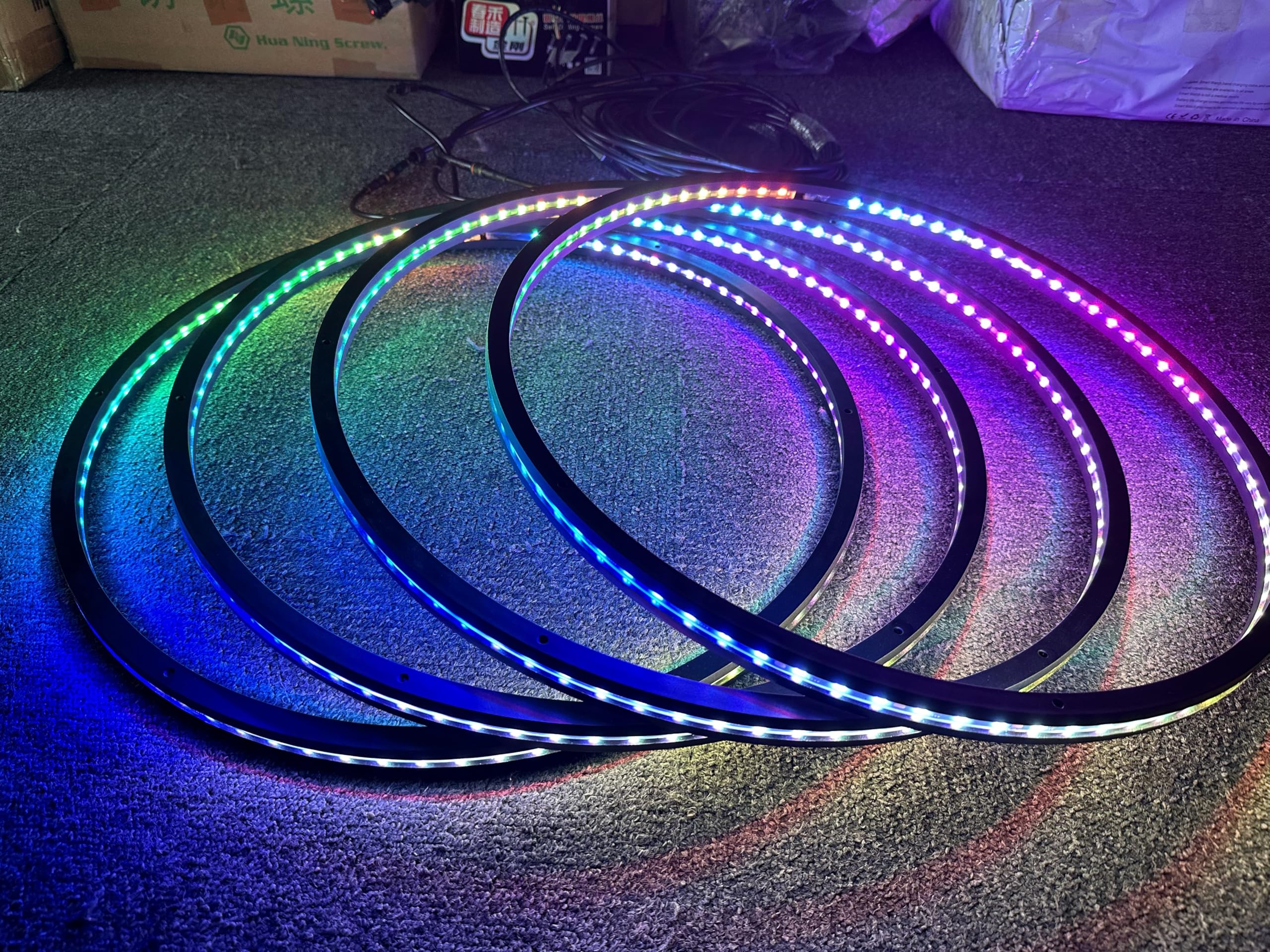 Double Side - 15.5'' RGB Dream Color Chase Million Colors Shift Rim Lights LED Wheel Ring Light w/Turn Signal,Brake Bluetooth/Remote Ctrl for Car Truck