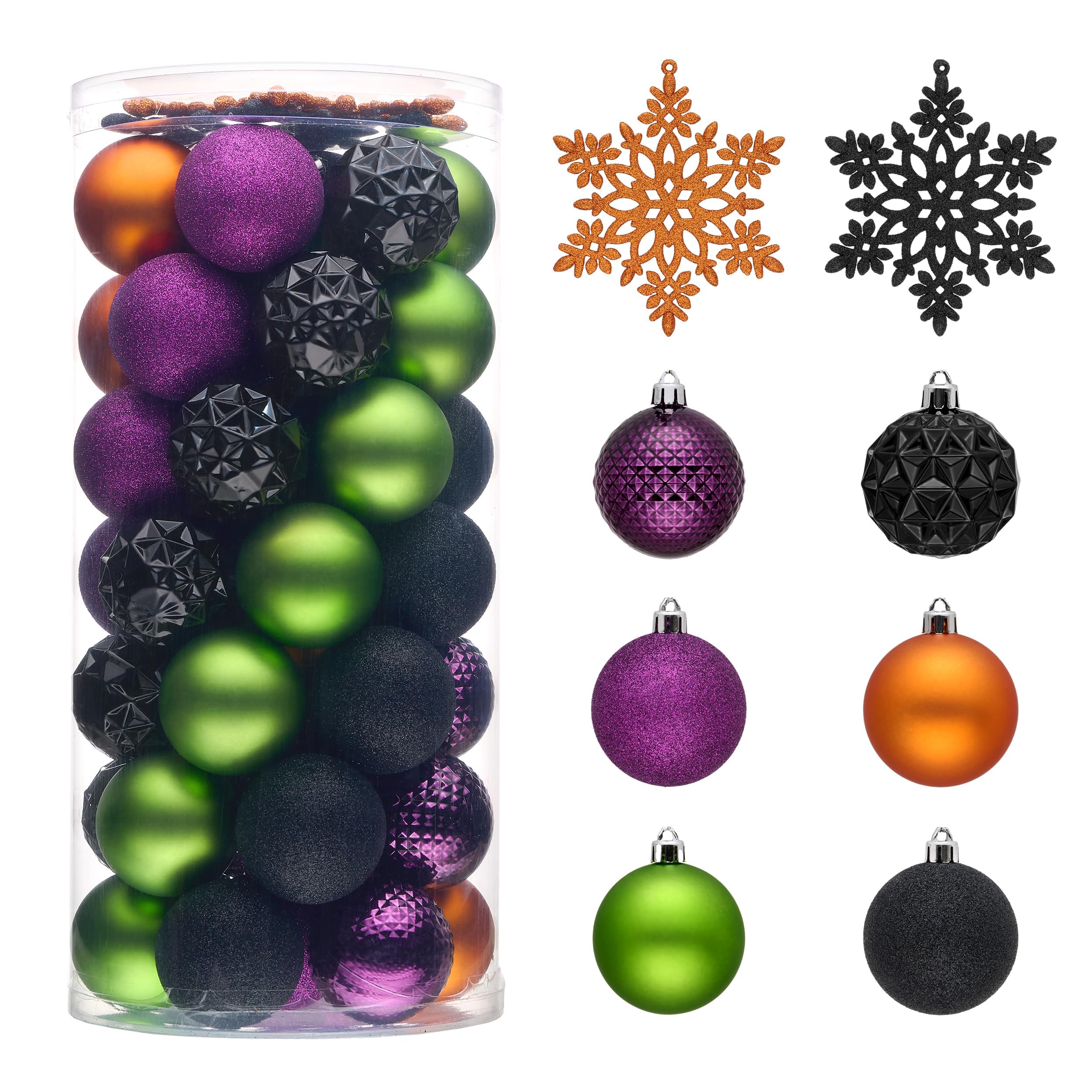 Décorations de Noël orange violet noir lot de 50 boules incassables Valery Madelyn 5cm