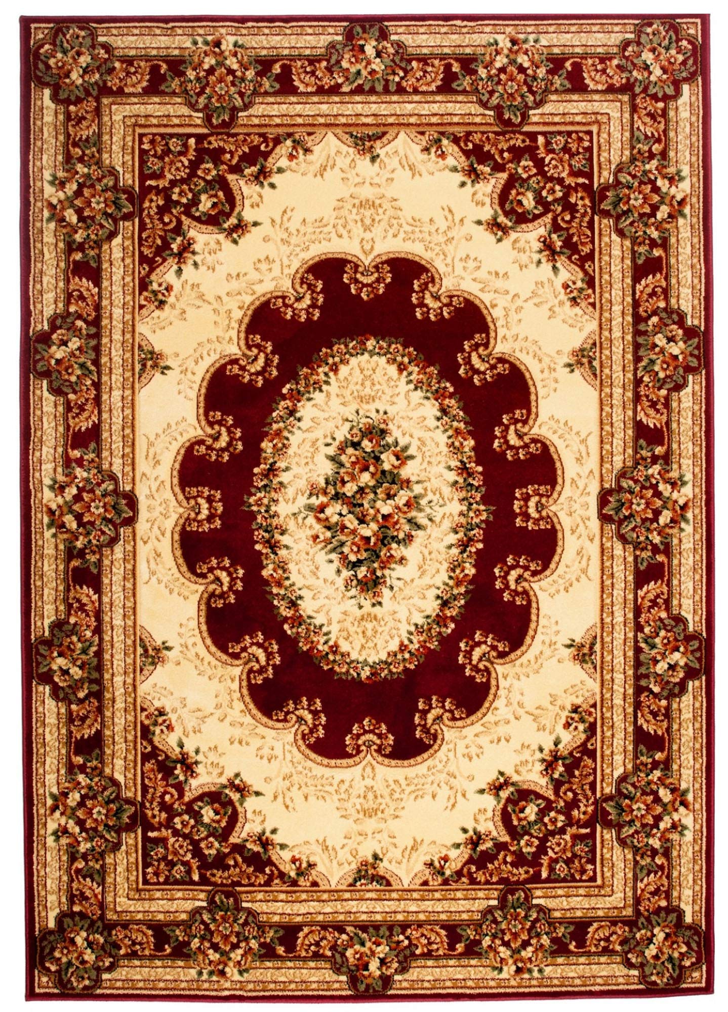 Tapiso YESEMEK dywan klasyczny, krótkie runo, orientalny, wzór kwiatowy, z bordiurą w kolorze czerwonym, beżowym, kremowym, barokowym, do salonu, Ökotex 250 x 300 cm