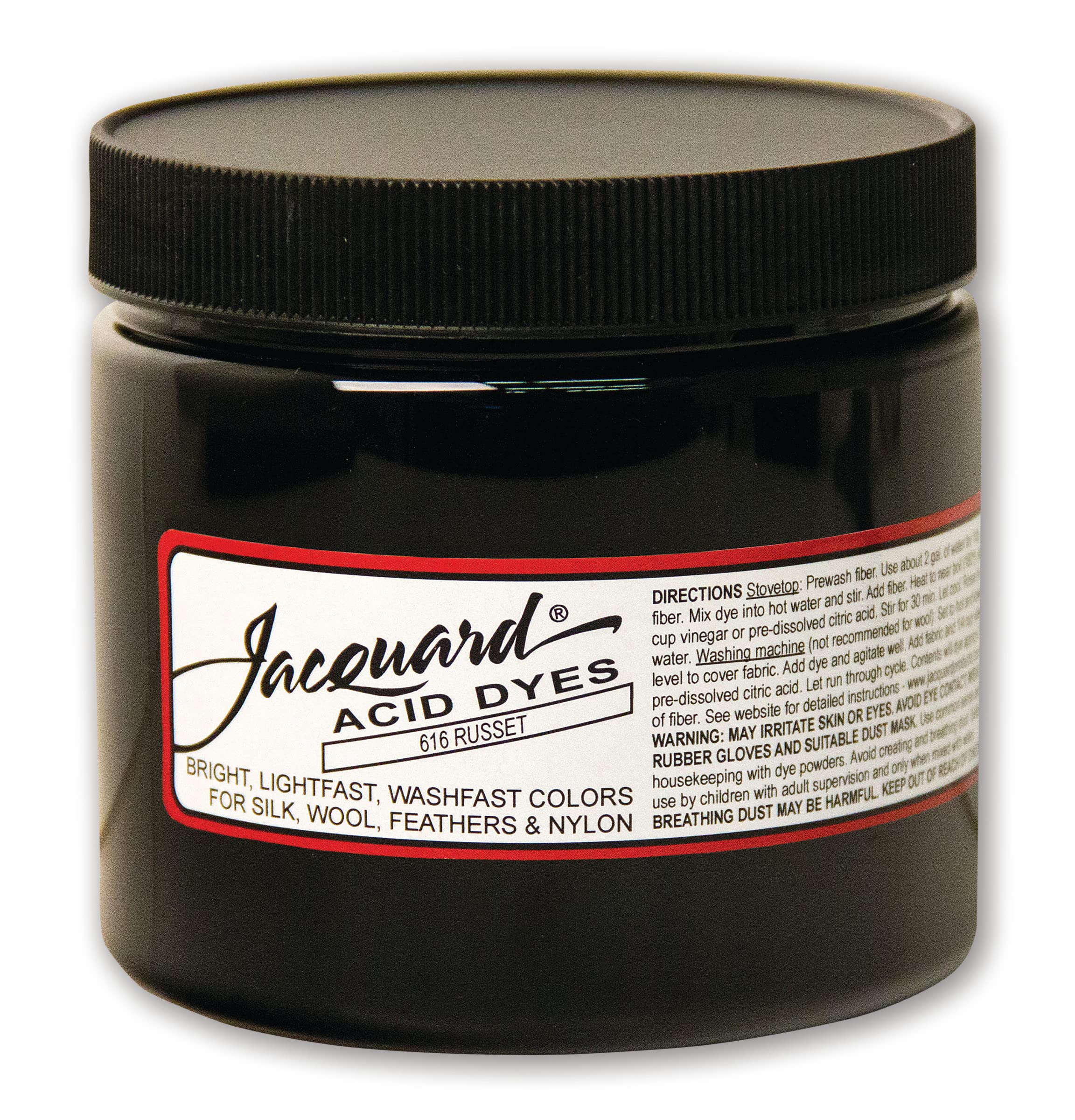 Jacquard Acid Dye for Wool, Silk and Other Protein Fibers, 8 Ounce Jar, Concentrated Powder, Russet 616