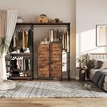 Dresser for Bedroom with 10 Drawer, Commode De Chambre, Fabric Chest of Drawers with Wooden Top, Tall Storage Tower, Cabinet for Hallway Entryway, Living Room Tv & Closets Rustic Brown