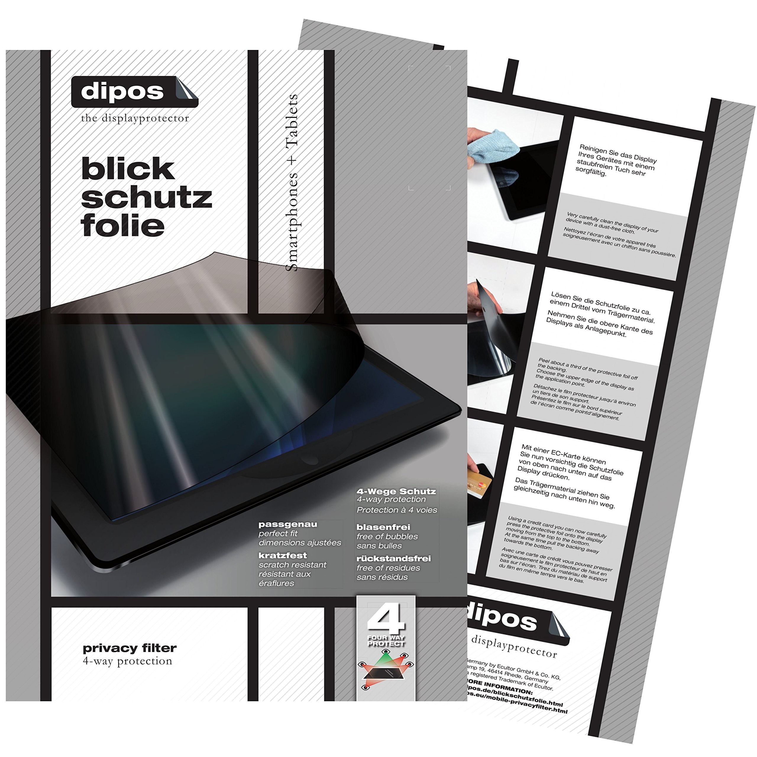 dipos Pellicola Privacy per Medion Lifetab E10411 | Protezione schermo opaca Anti-Spia a 4 Vie, si adatta perfettamente, antigraffio, senza bolle, autoadesiva