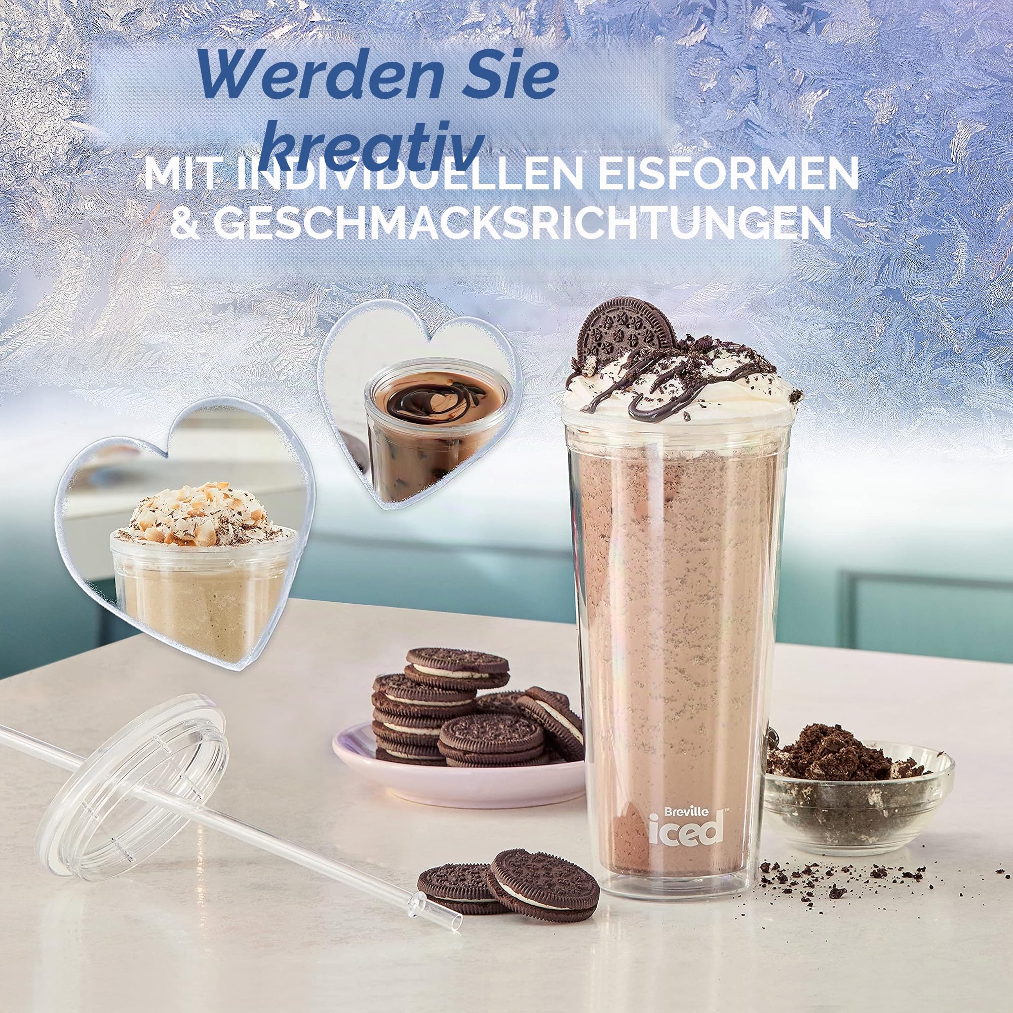 Breville Eiskaffeemaschine | Einzelportions-Eiskaffeemaschine plus Kaffeetasse mit Strohhalm | Fertig: unter 4 Minuten | Grau [VCF155]