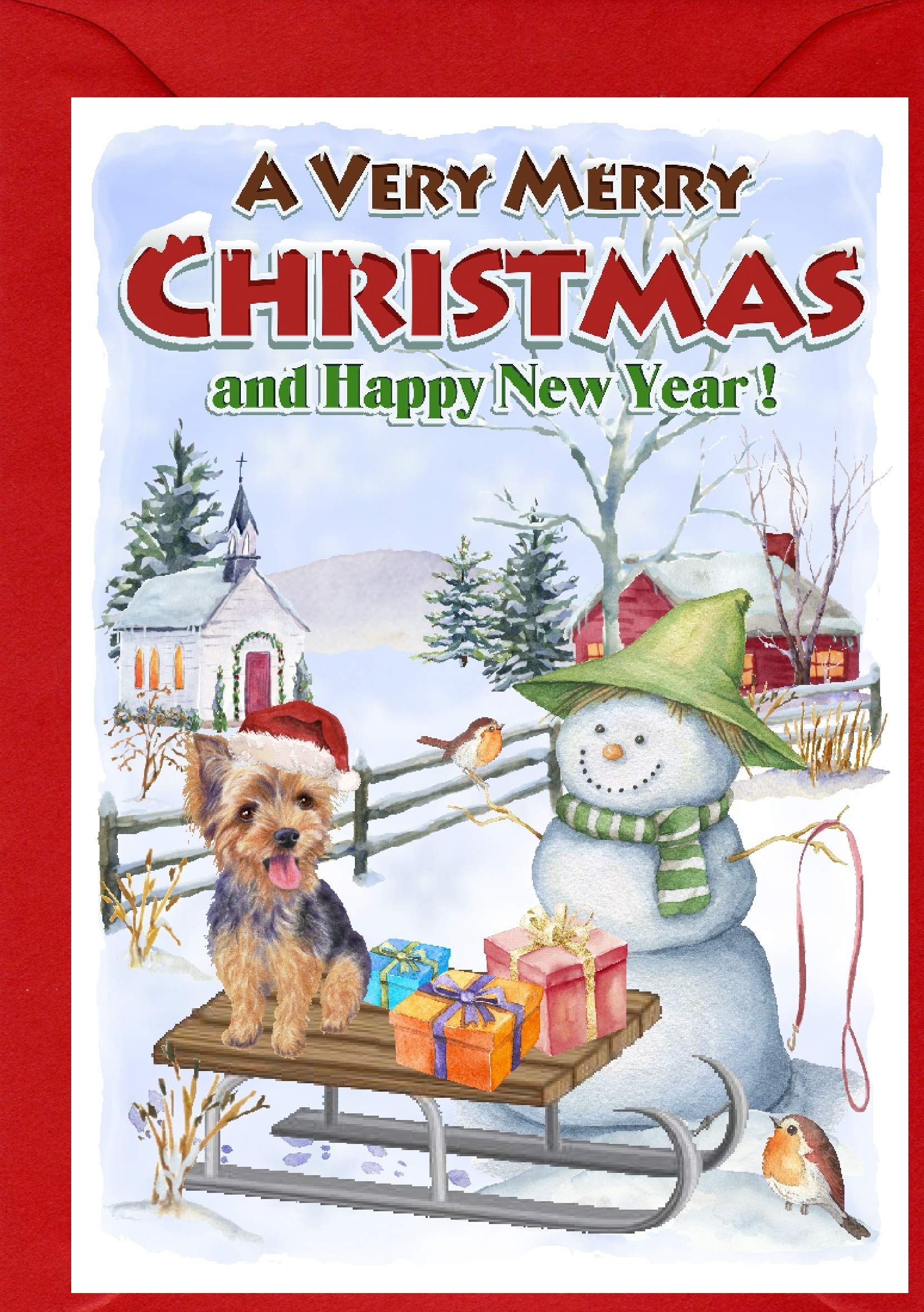 Yorkshire Terrier Dog Christmas Card (6" x 4") with matching Envelope by Starprint