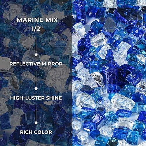 Miniatura 4 de Outland Living Rocas de vidrio templado de 12 pulgada  Pellets para fogata para interiores y exteriores, chimeneas naturales o de propano, cuencos