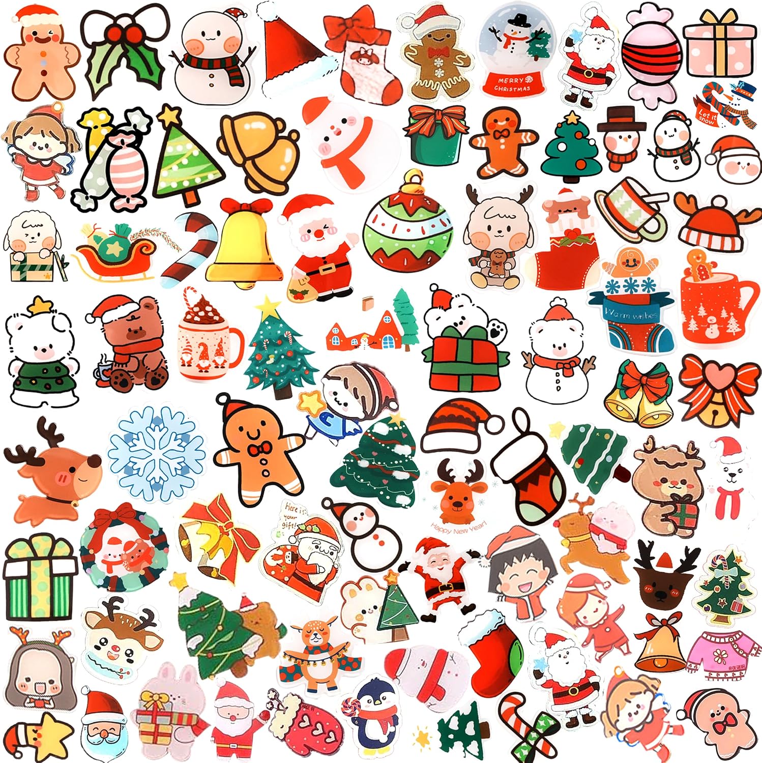 60 PCS Christmas Acrylic Brooch Pins, Cute Christmas Backpack Pins, Christmas Party Favors Snowman Reindeer Santa Lapel Pins for Kids Christmas Party Decorations Supplies Goodie Bag Stuffer
