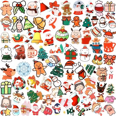 60 PCS Christmas Acrylic Brooch Pins, Cute Christmas Backpack Pins, Christmas Party Favors Snowman Reindeer Santa Lapel Pins for Kids Christmas Party Decorations Supplies Goodie Bag Stuffer