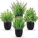 Der Rose Fake Plants 4 Packs Artificial Plants Small Faux Plants Black Bathroom Accessories for Halloween Bathroom Home Kitchen Coffee Table Office Desk Decor Indoor