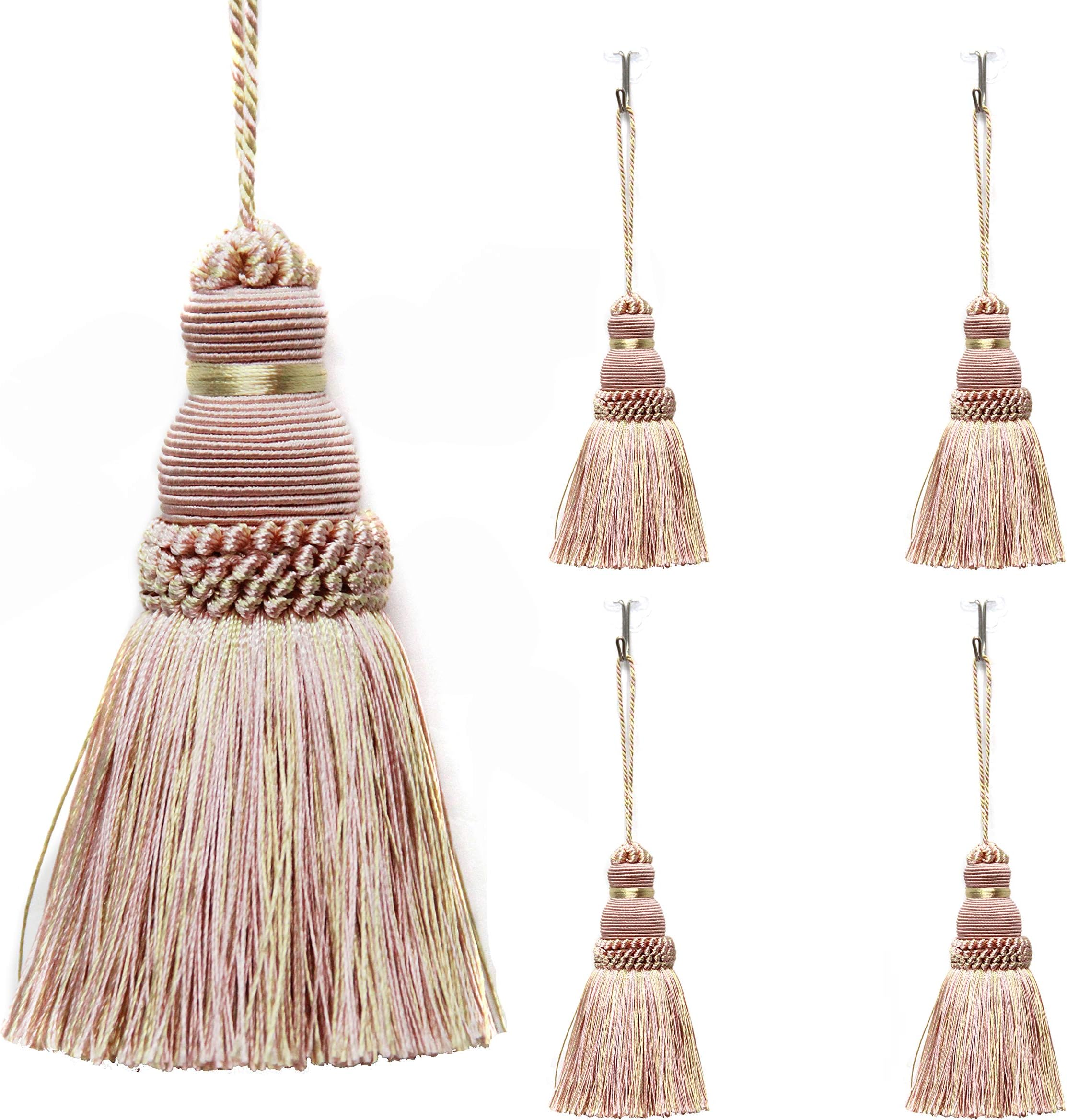 Fenghuangwu Colorful Tassel Key Tassels Elegant DIY Accessories for Curtain and Home Decoration… (Mix Pink, 4P)
