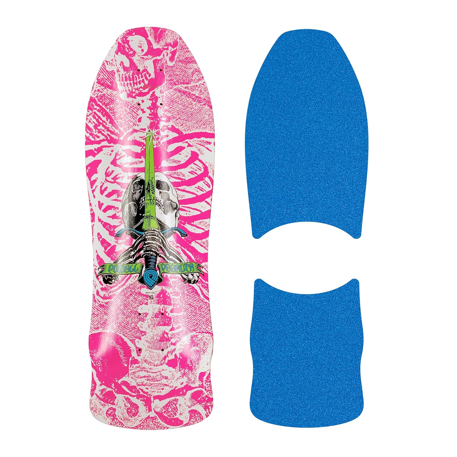 Die-Cut Style Skateboard Grip Tape for Powell Peralta Skull & Sword Gee Gah Shape #179 (Clear)