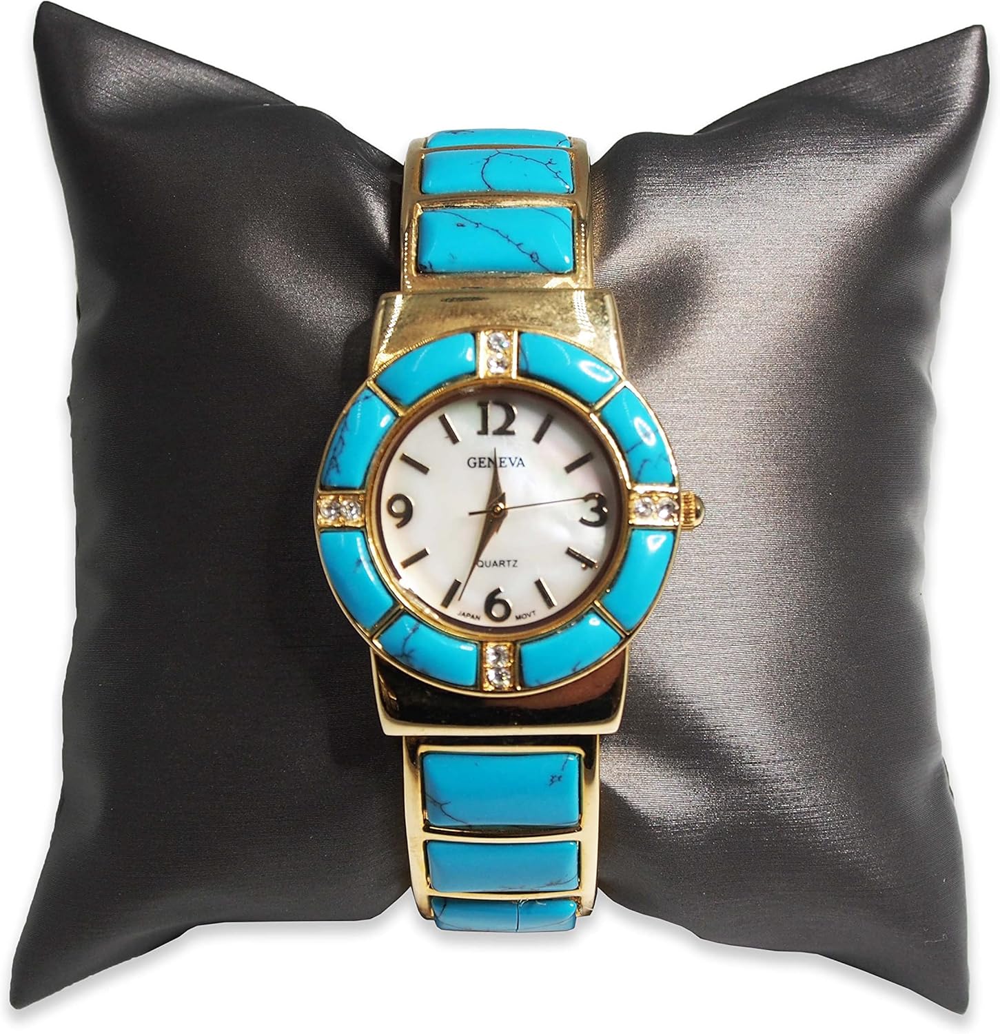 N'icePackaging 6 Qty - 4" x 4" Faux Leather Gun-Metal Grey Watch/Bangle Pillow Display -for Sales/Merchandise/Crafts/Storage/Display