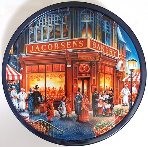 Miniatura 3 de Danish Butter Cookies importado en lata grande reutilizable con pinturas "The Market Place" peso neto 3.3 libras (3.3 lbs)