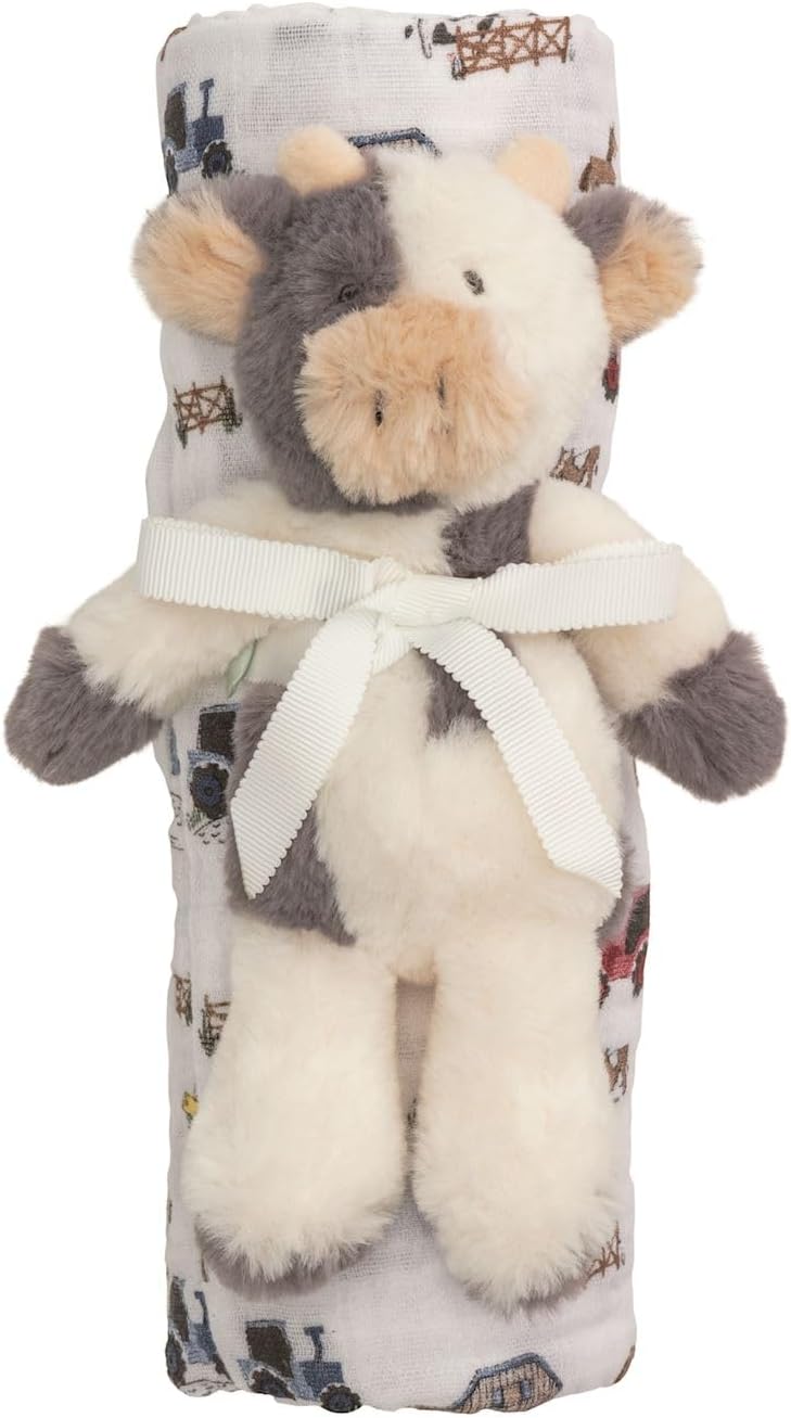 Mud Pie Farm Swaddle & Rattle Set