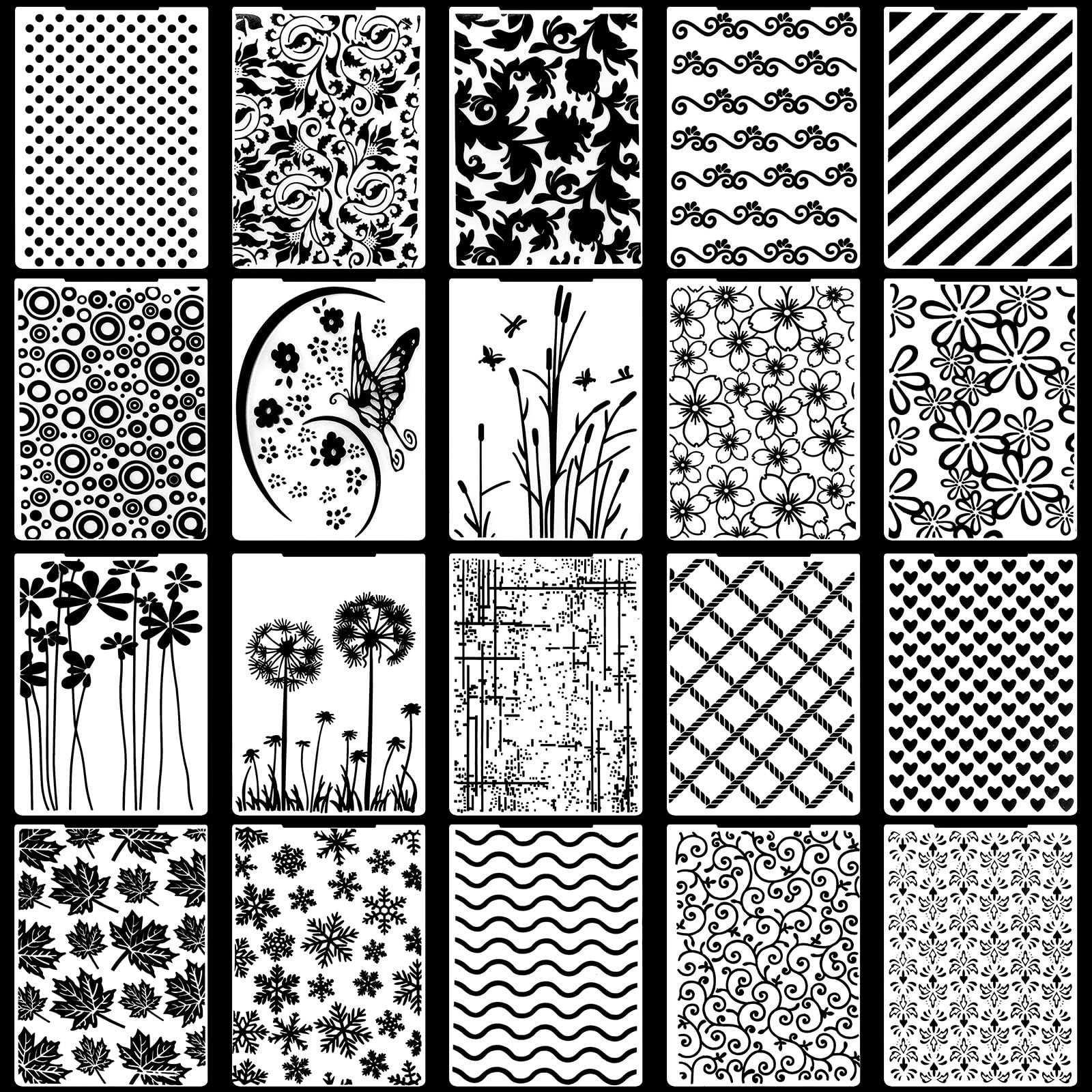 20 Pack Embossing Folders for Card Making Embossing Stencil Template DIY Plastic Paper Card Decorating Mold for Scrapbook Photo Album DIY Craft, 5.8 x 4.1 Inch (Vintage)