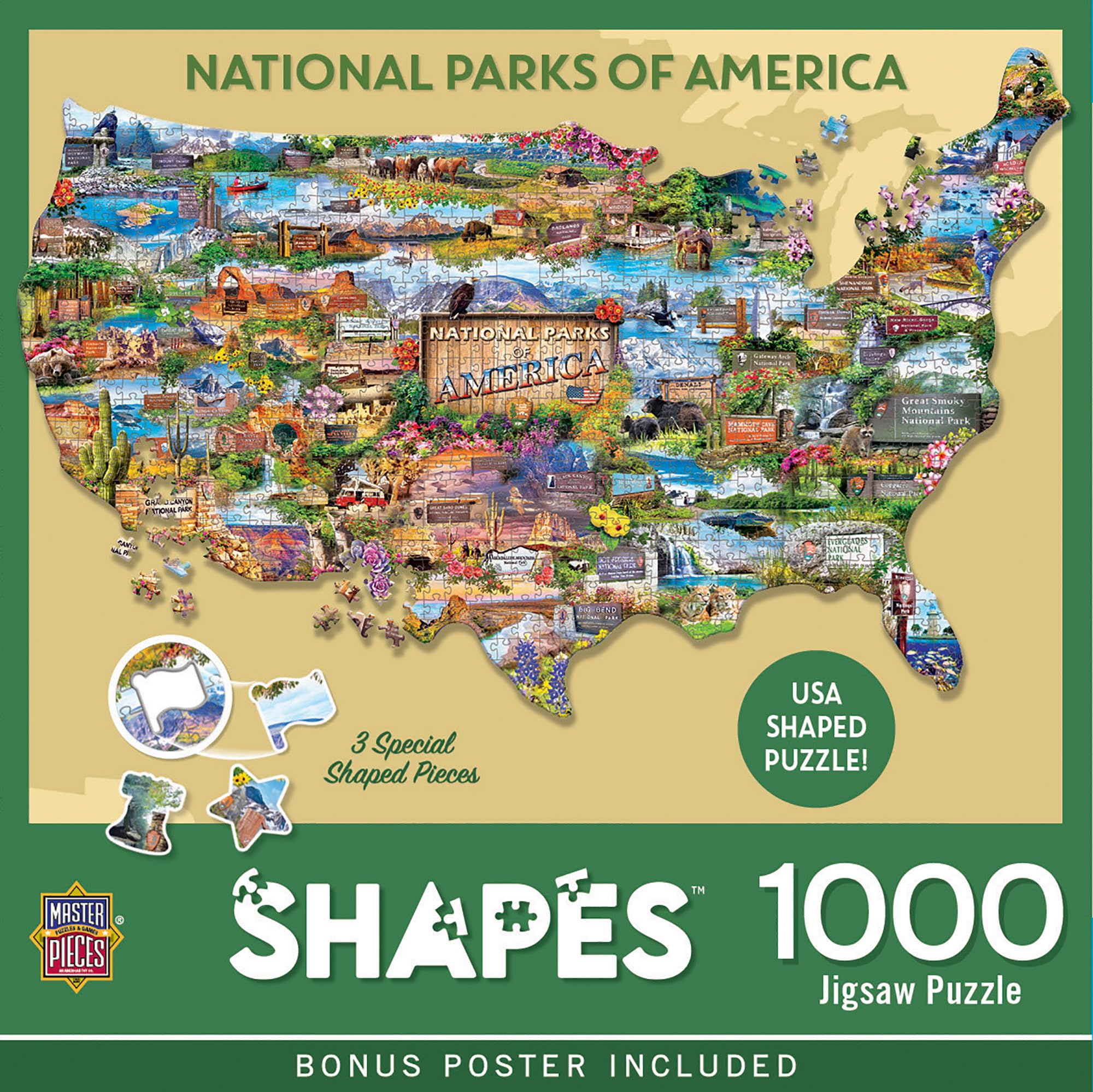 1000 Piece Jigsaw Puzzle for Adults, Family, Or Youth - National Parks of America - 34.65"x22.09"