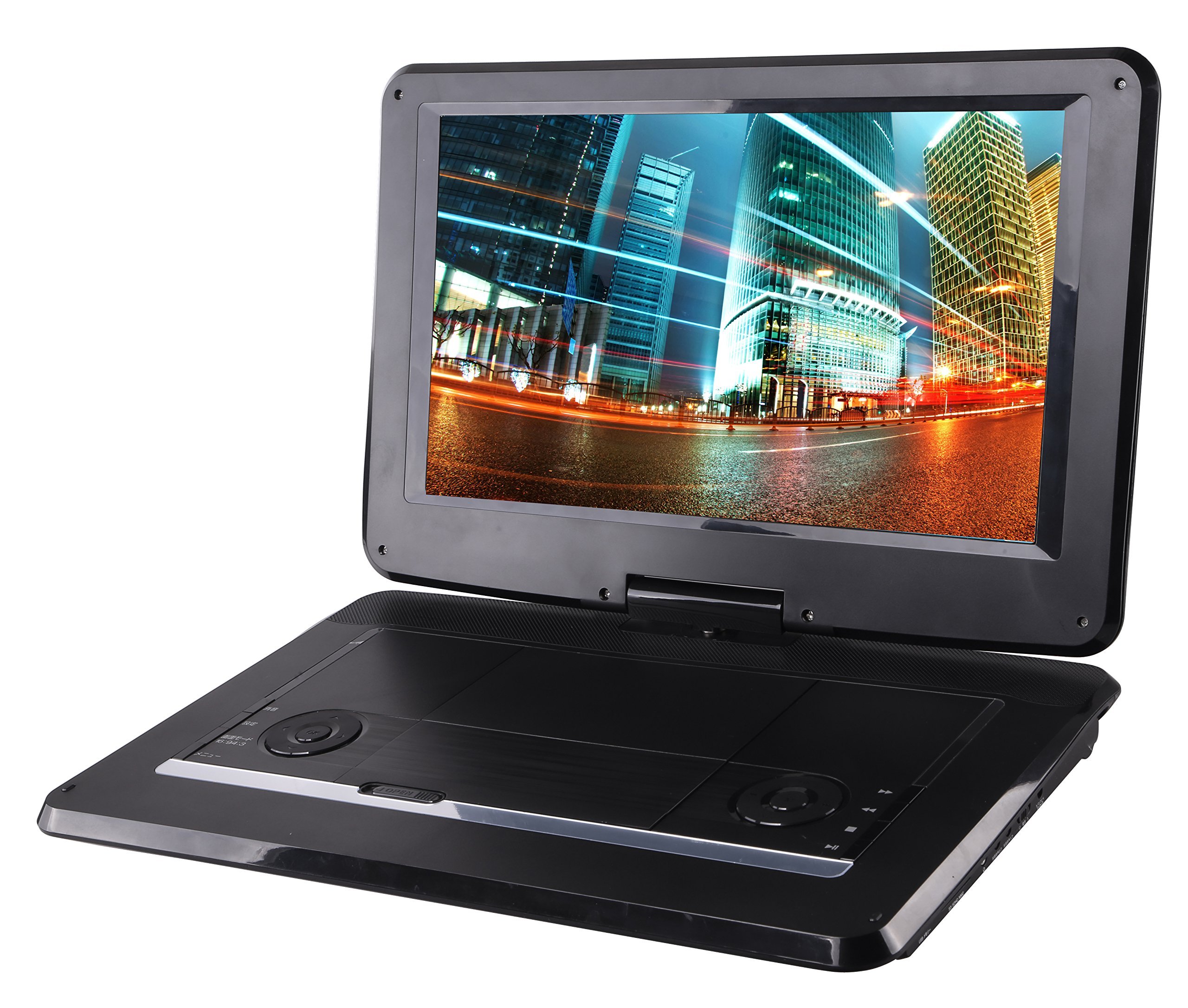 Sylvania 15.6-Inch Swivel Screen Portable DVD Player with USB & SD Card Slot & Rechargeable Battery
