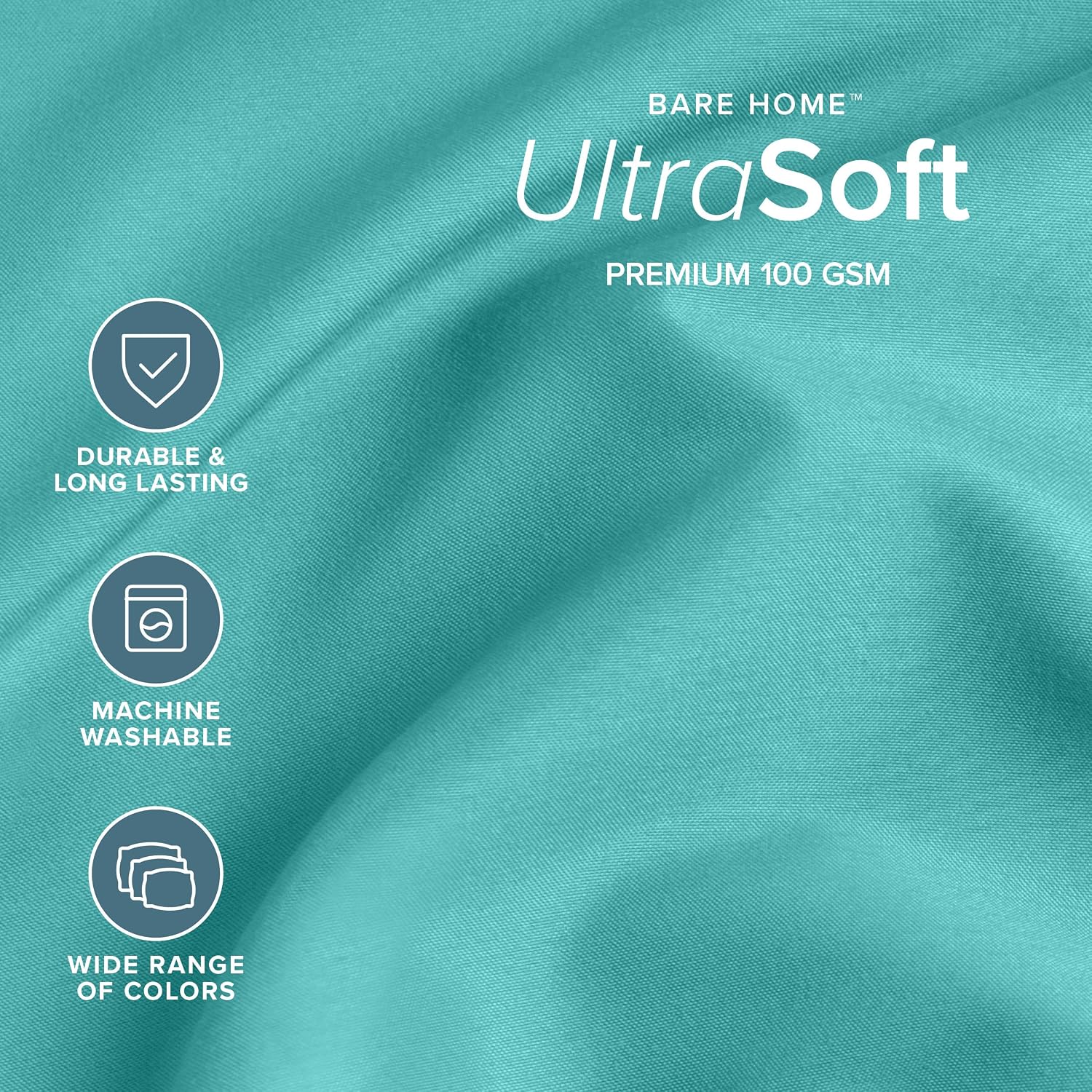 Bare Home Queen Sheet Set - 1800 Ultra-Soft Microfiber Queen Bed Sheets - Double Brushed - Deep Pockets - Easy Fit - 4 Piece Set - Bedding Sheets & Pillowcases (Queen, Turquoise)