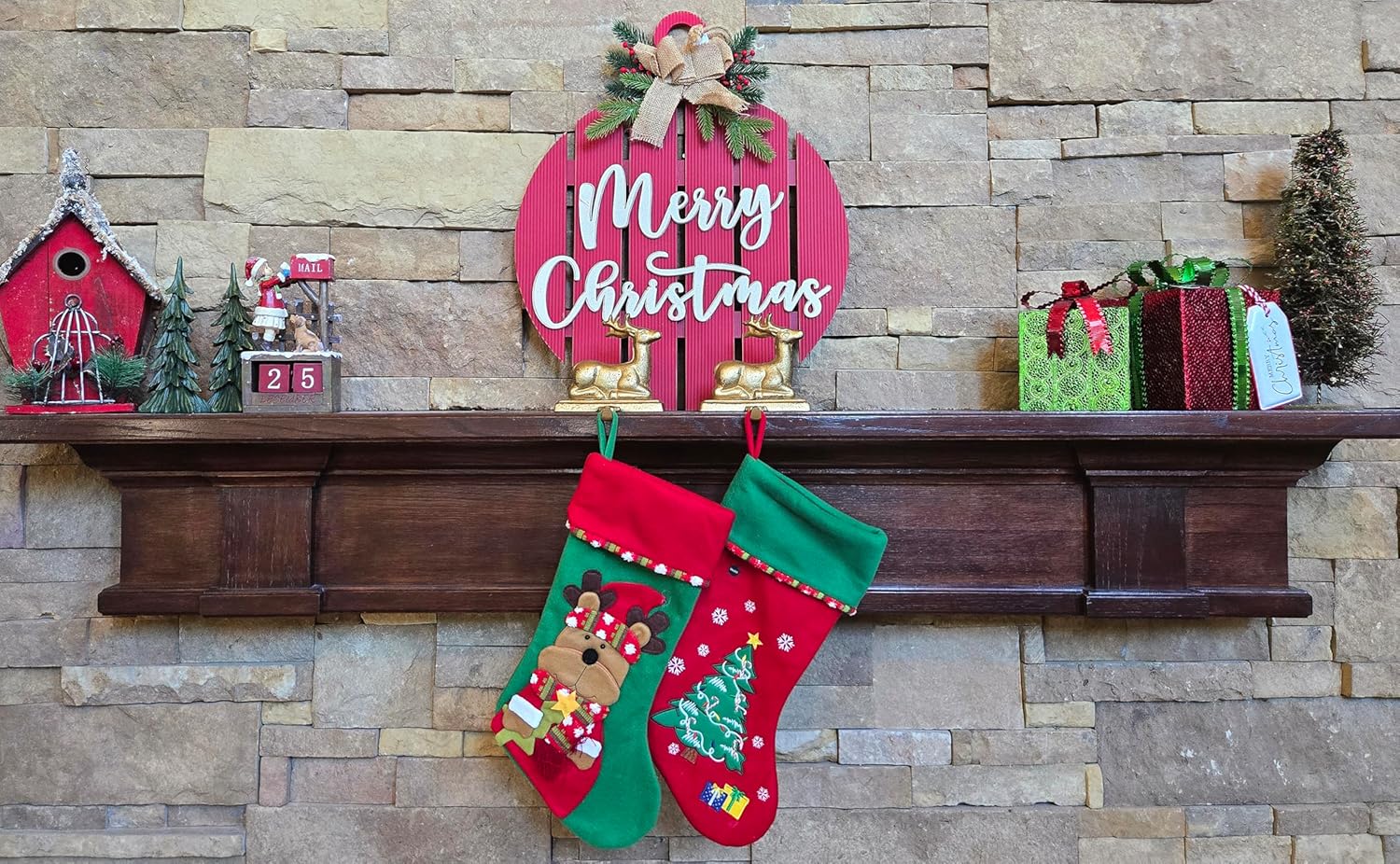 Lulu Decor, 100% Cast Iron Antique Gold Deer Stocking Holders, Cute Stocking Hooks, Measures 4.5" L x 7" H, Weighs 2 lb 10 oz(Deer 2 pcs)