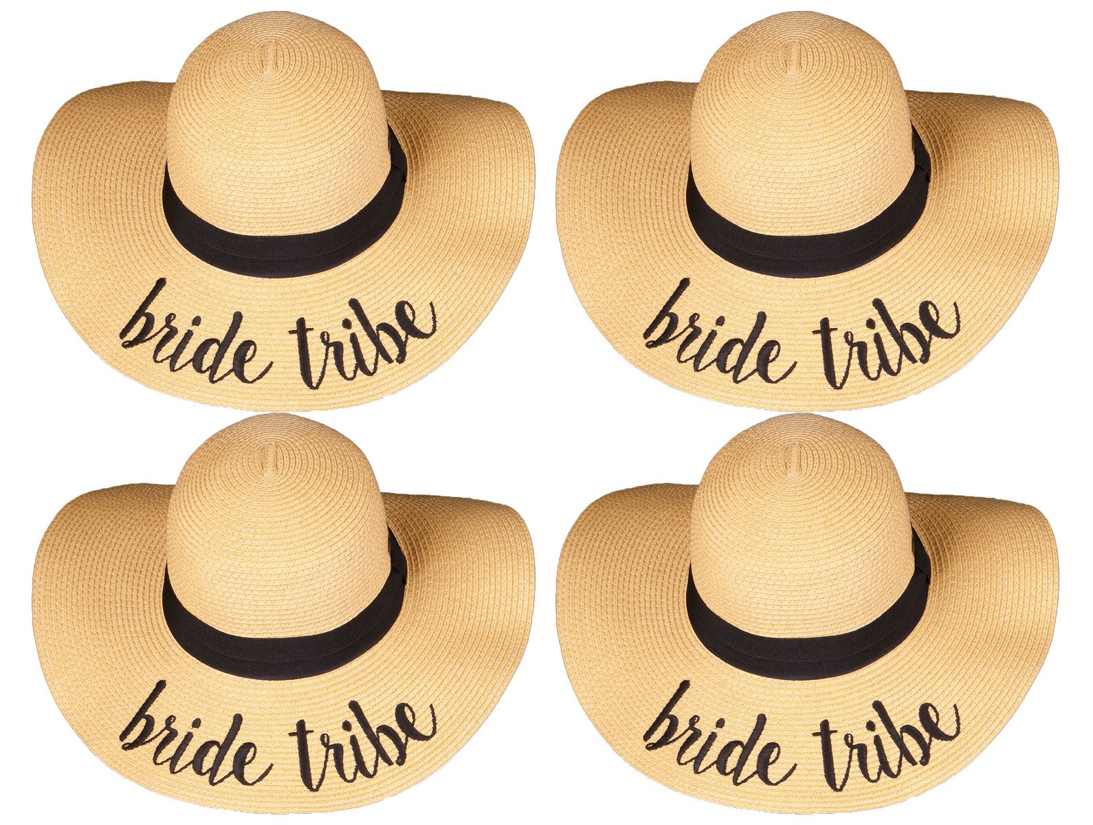 Funky Junque Womens Friends & Family Vacation Embroidered Floppy Beach Sun Hat Bundle