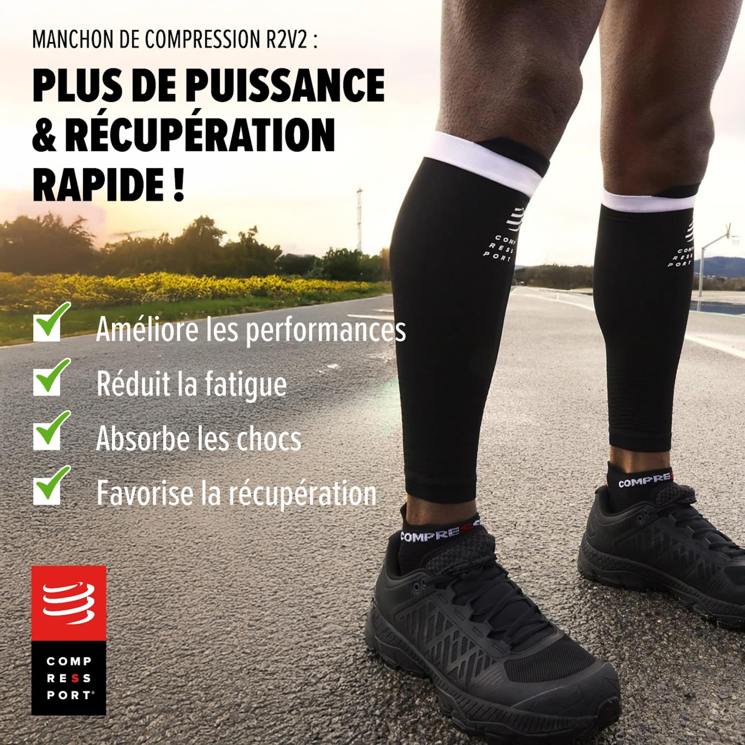 Compressport Manchon de Compression Mollets – R2V2 - Protection Musculaire, Performances et Récupération pour le Sport – Ultraléger et Antifatigue – Running, Cyclisme, Trail et Triathlon - 4