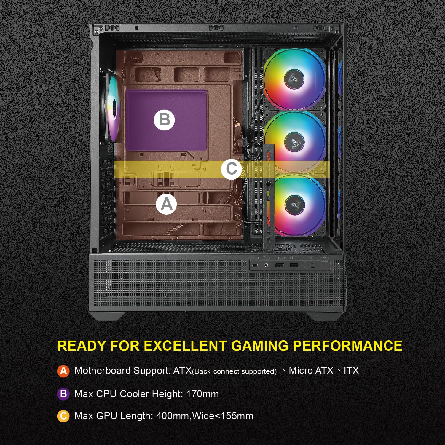 AZZA CSAZ-501B Tiara ATX - Estuche para juegos de torre media