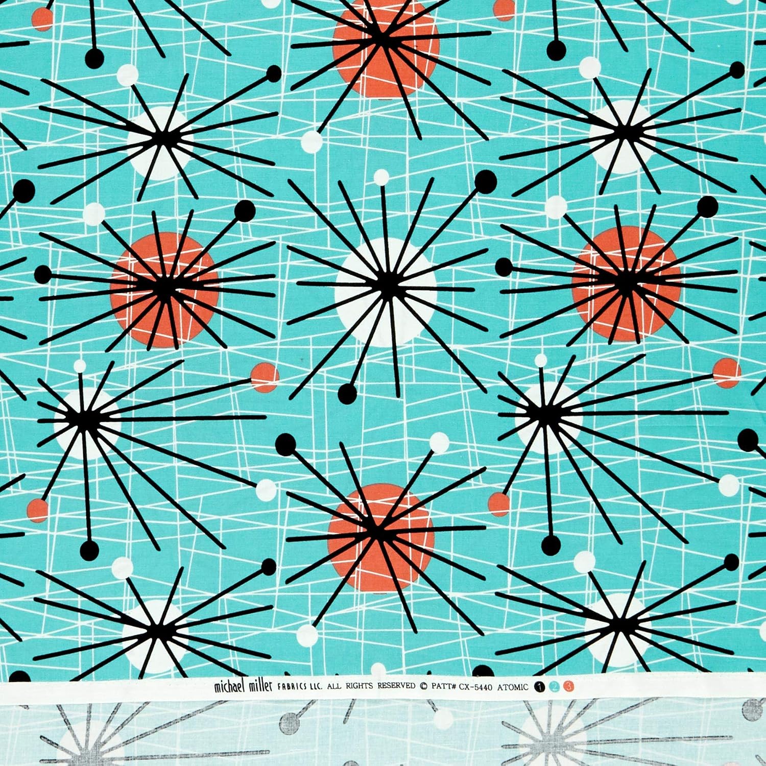 Michael Miller Mid-Century Modern Atomic Turquoise, Fabric by the Yard
