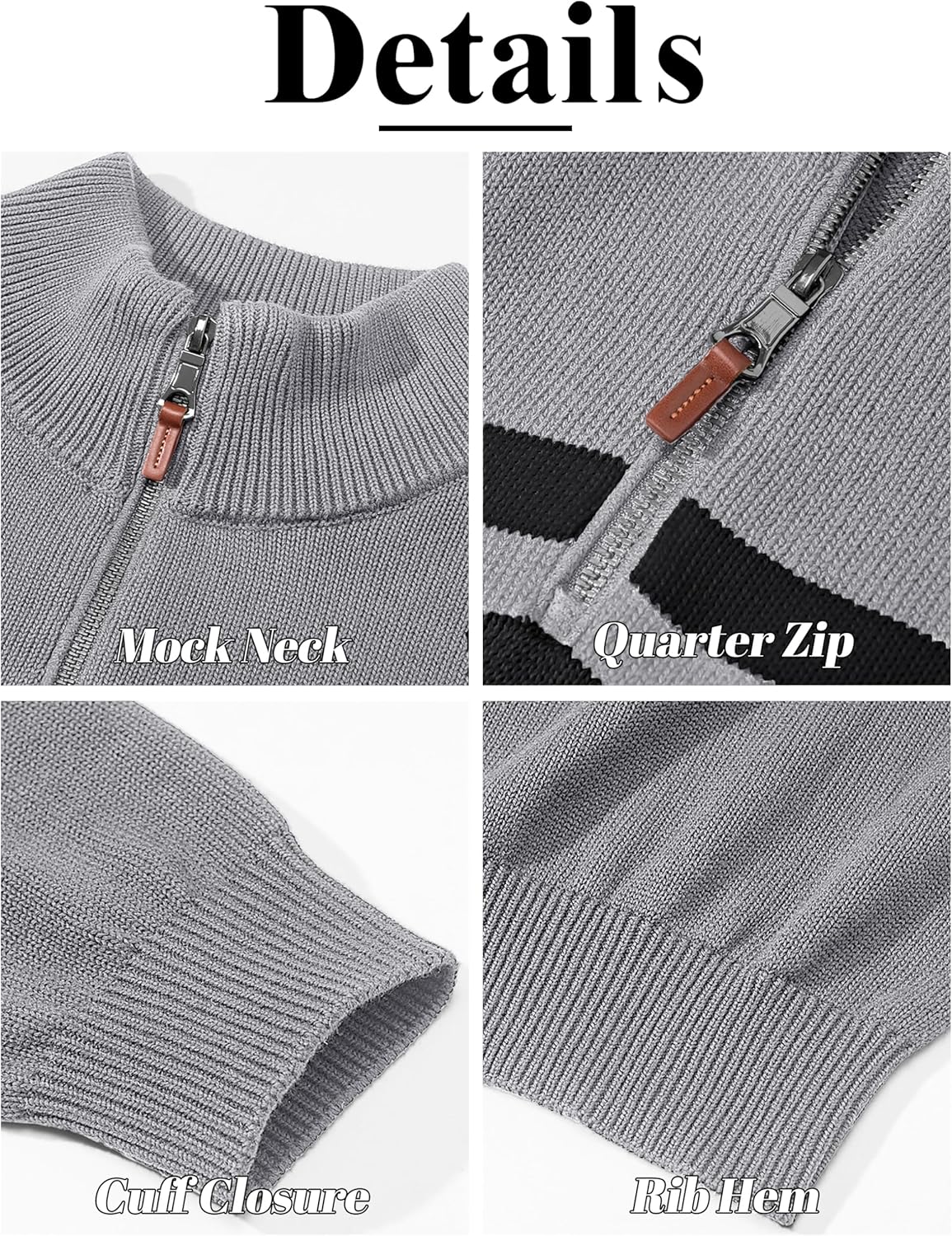 TACVASEN Men's Quarter Zip Sweaters Cotton Pullover Sweater Striped Casual Fall Winter Warm Pullover Sweatshirts - Image 5