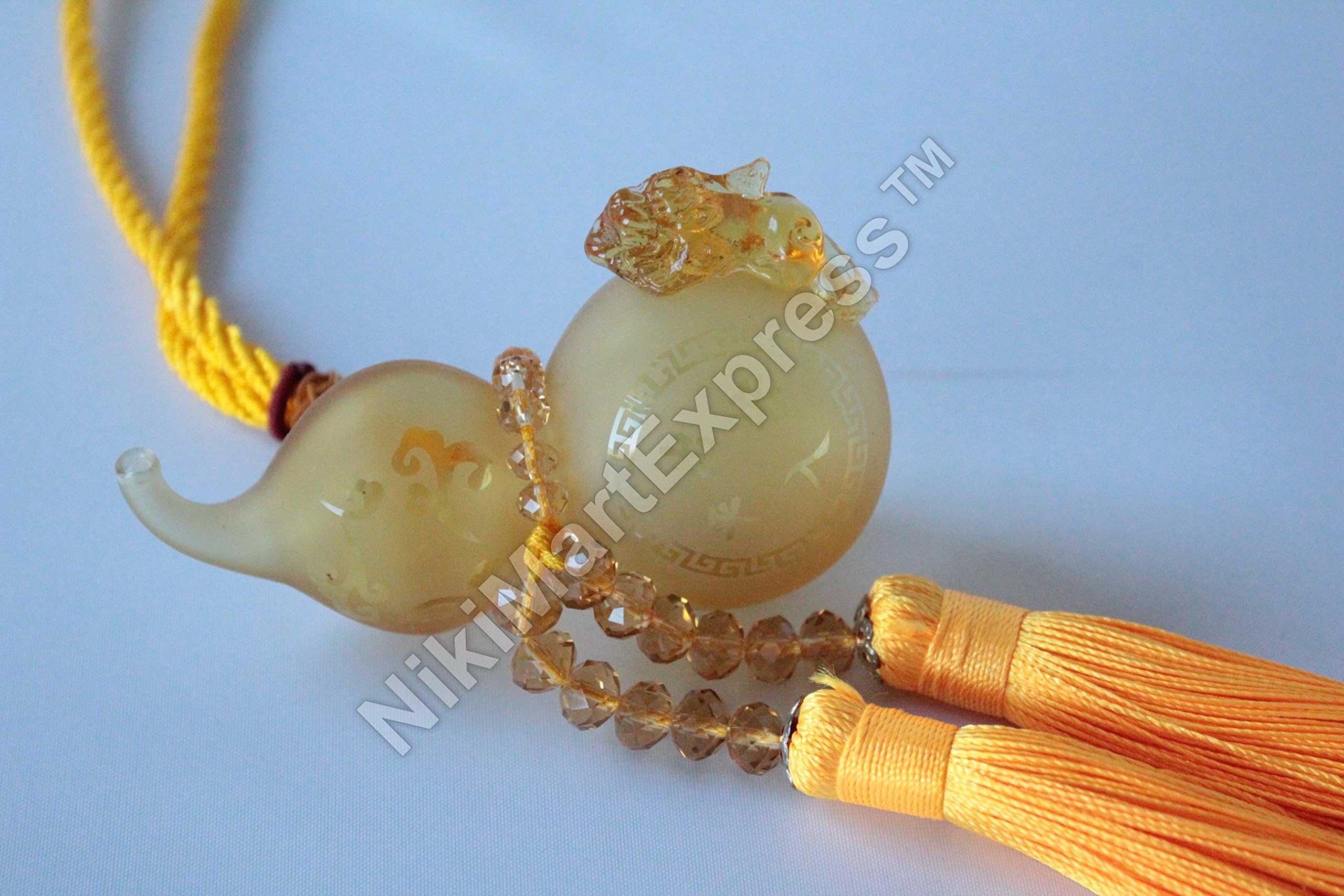 Oriental Liu Li Glass Wu Lou | Hu Lu Gourd with Pi Yao |Pi Xiu Hanging Charm Feng Shui Amulet Decoration