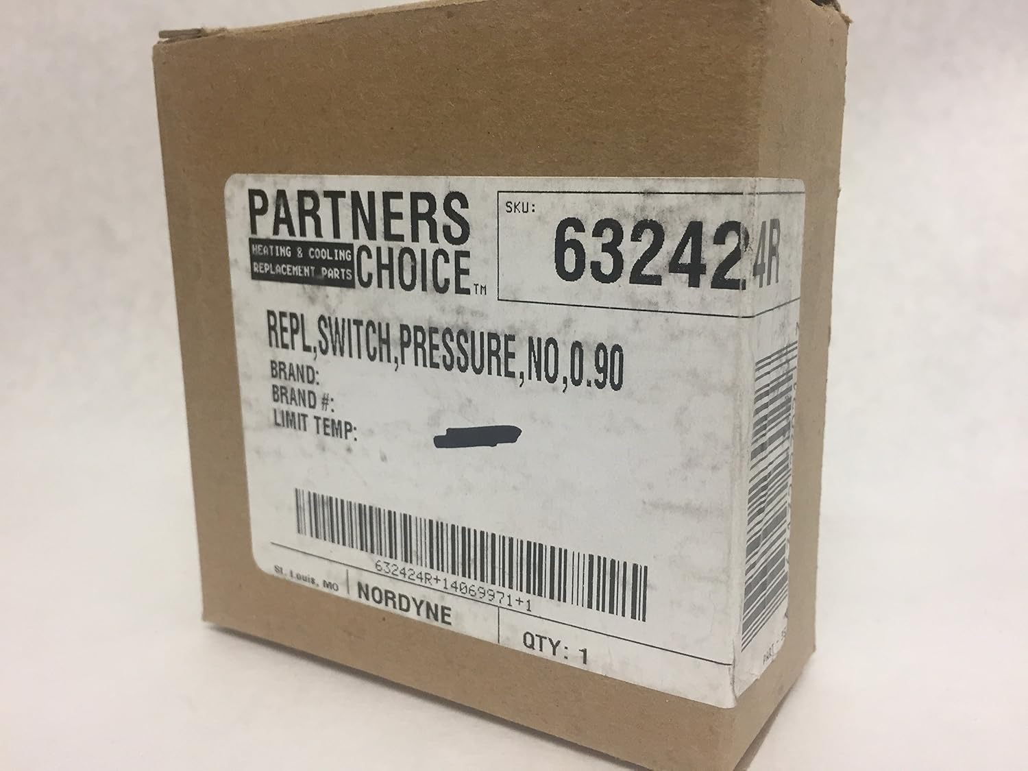 Nordyne 632424R Pressure Switch 0.90 WC