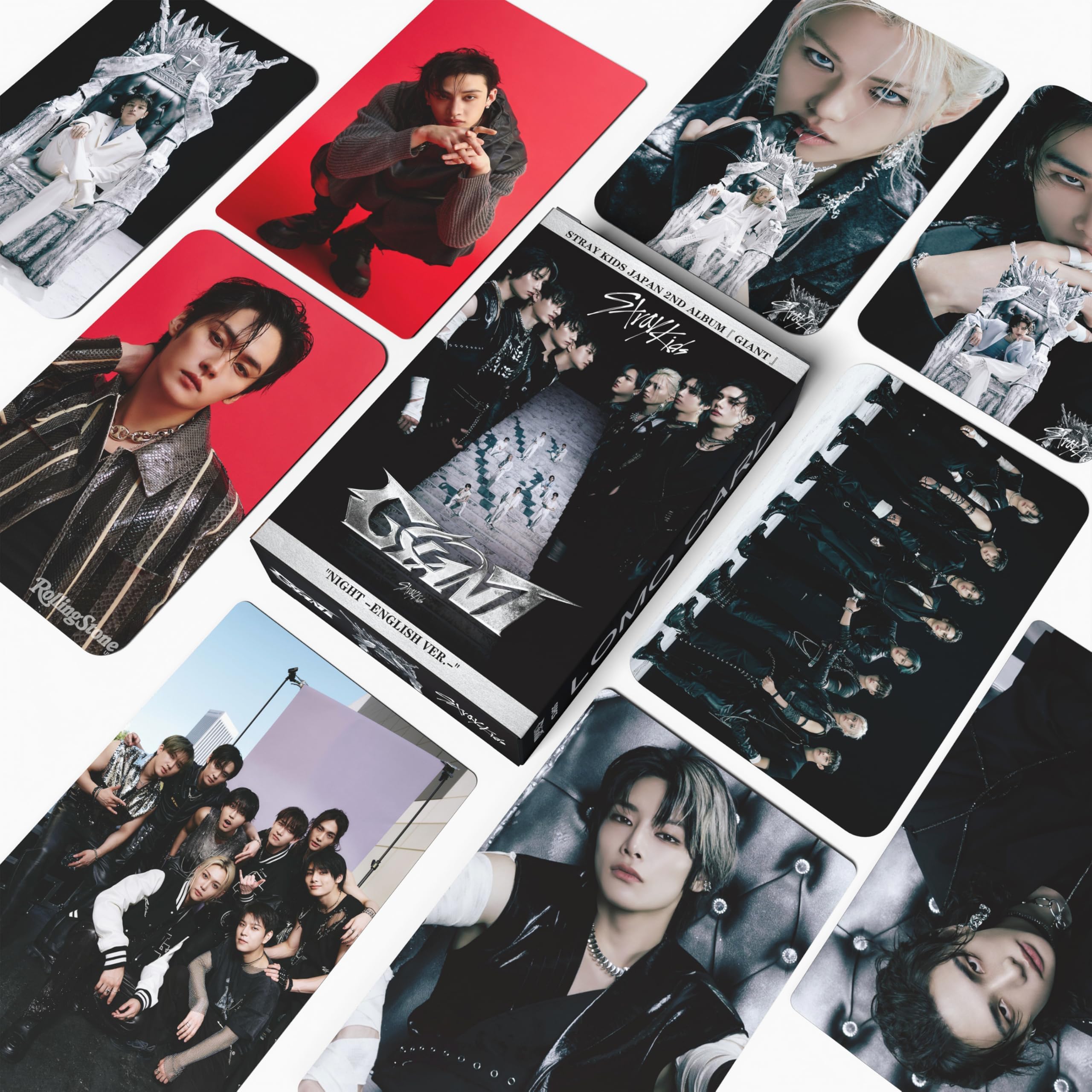 ABUDEHUANDA Stray Kids Giant Album Photo Cards 55 Kpop Photo Cards SKZ Merch LOMO Card Set Gift for Boys and Girls