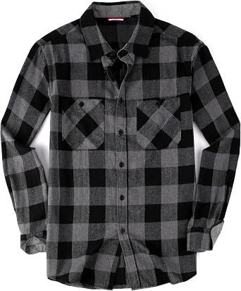 Men Button Down Regular Fit Long Sleeve Casual Plaid Flannel Shirts