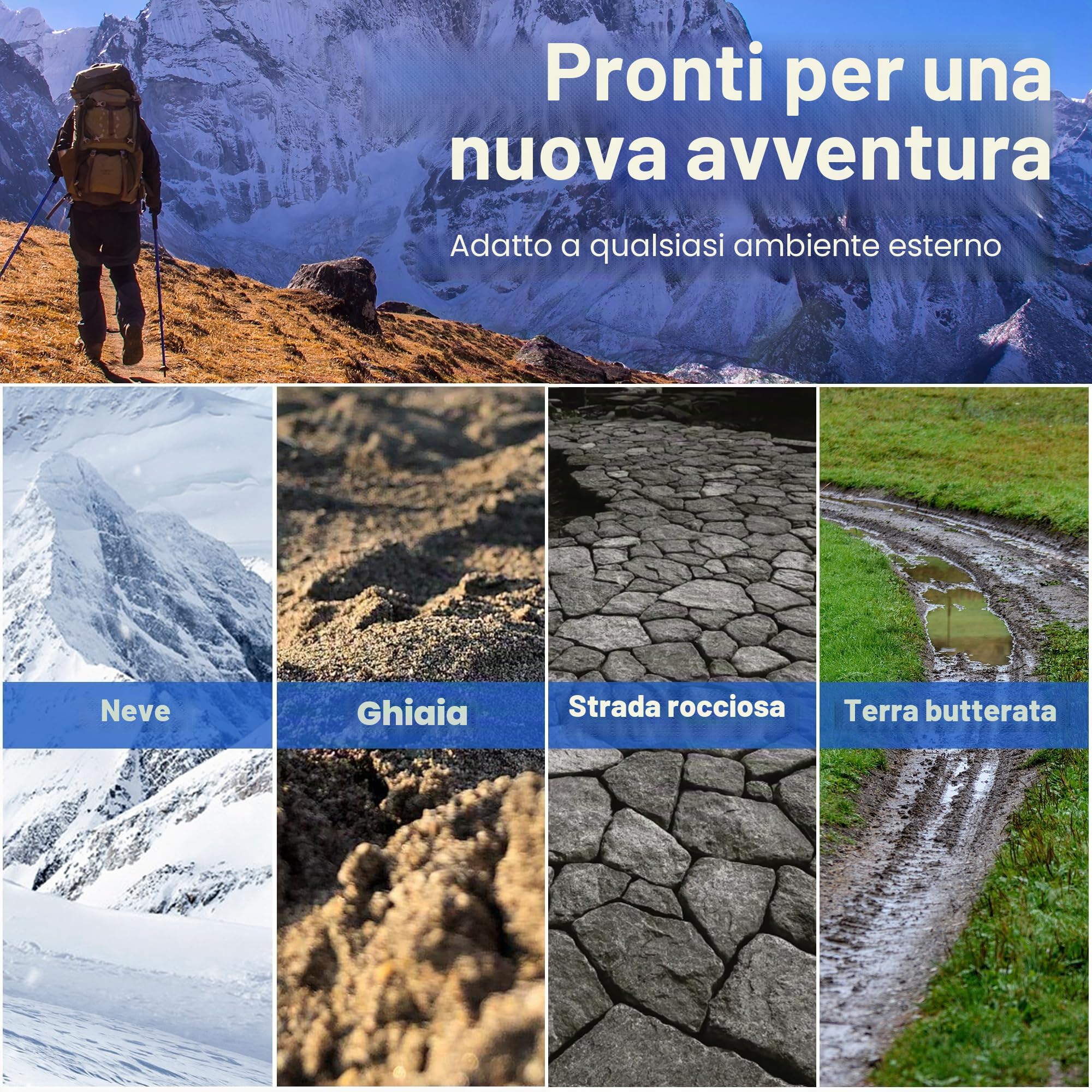aiGear Bastoncini Trekking in Alluminio con 3 Extérieur Accessoires Grigio | Bastoni Trekking, Antiurto, Leggero e Resistente, Lunghezza Regolabile, per Escursionismo, Campeggio, Montagna, Zaino