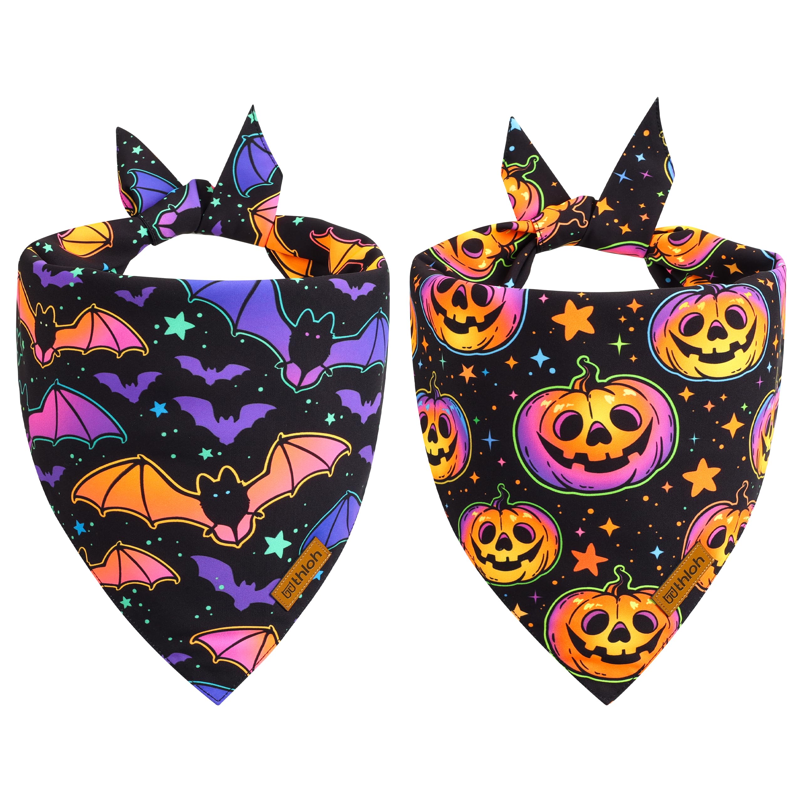 2pcs Bandanas D'halloween Pour Chien, Foulard Triangulaire Ajustable