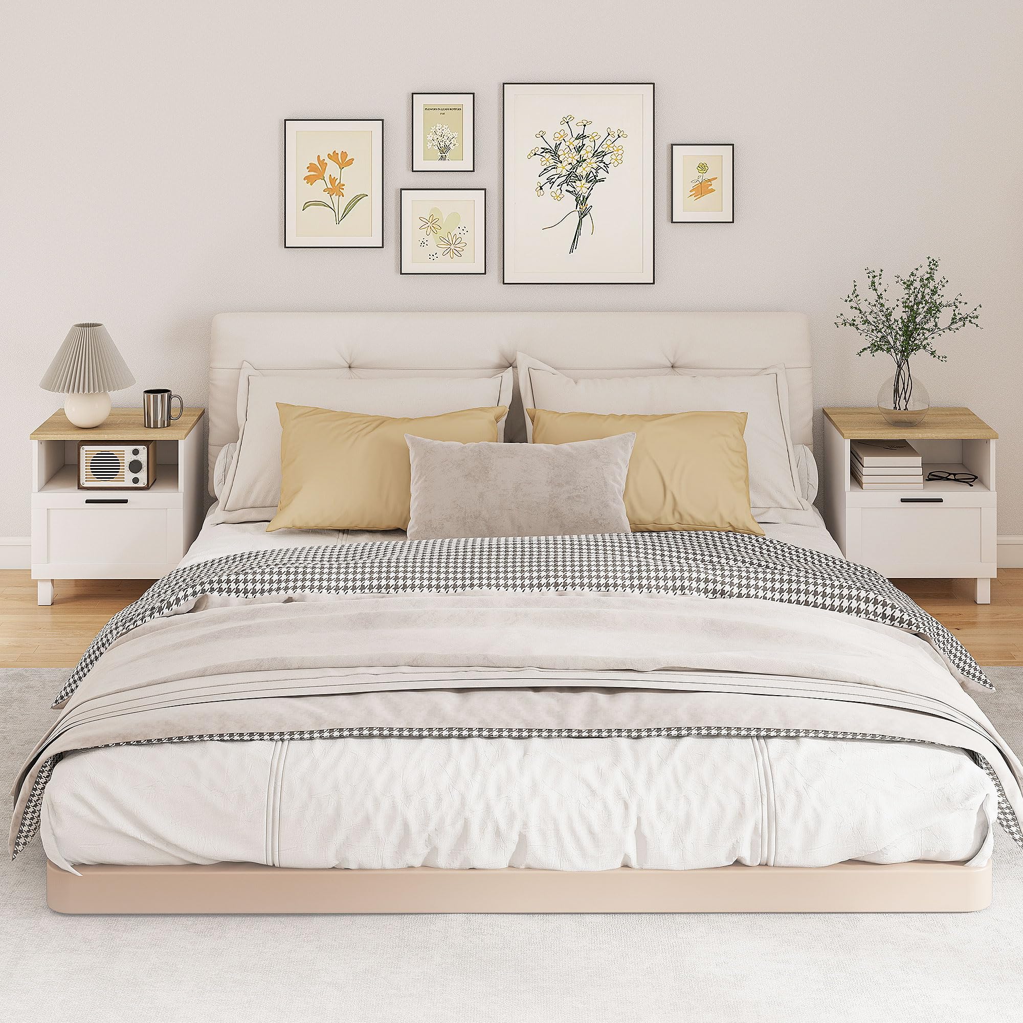 HOMCOM Comodino Camera da Letto con Cassetto e Ripiano Aperto Portaoggetti, Comodino Moderno Salvaspazio con Gambe in Legno di Pino, 45x38x50 cm, Bianco