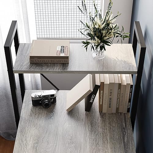 Miniatura 7 de Bestier - Escritorio para computadora con estantes de almacenamiento, escritorios de oficina en casa de 55 pulgadas con estantería reversible, con