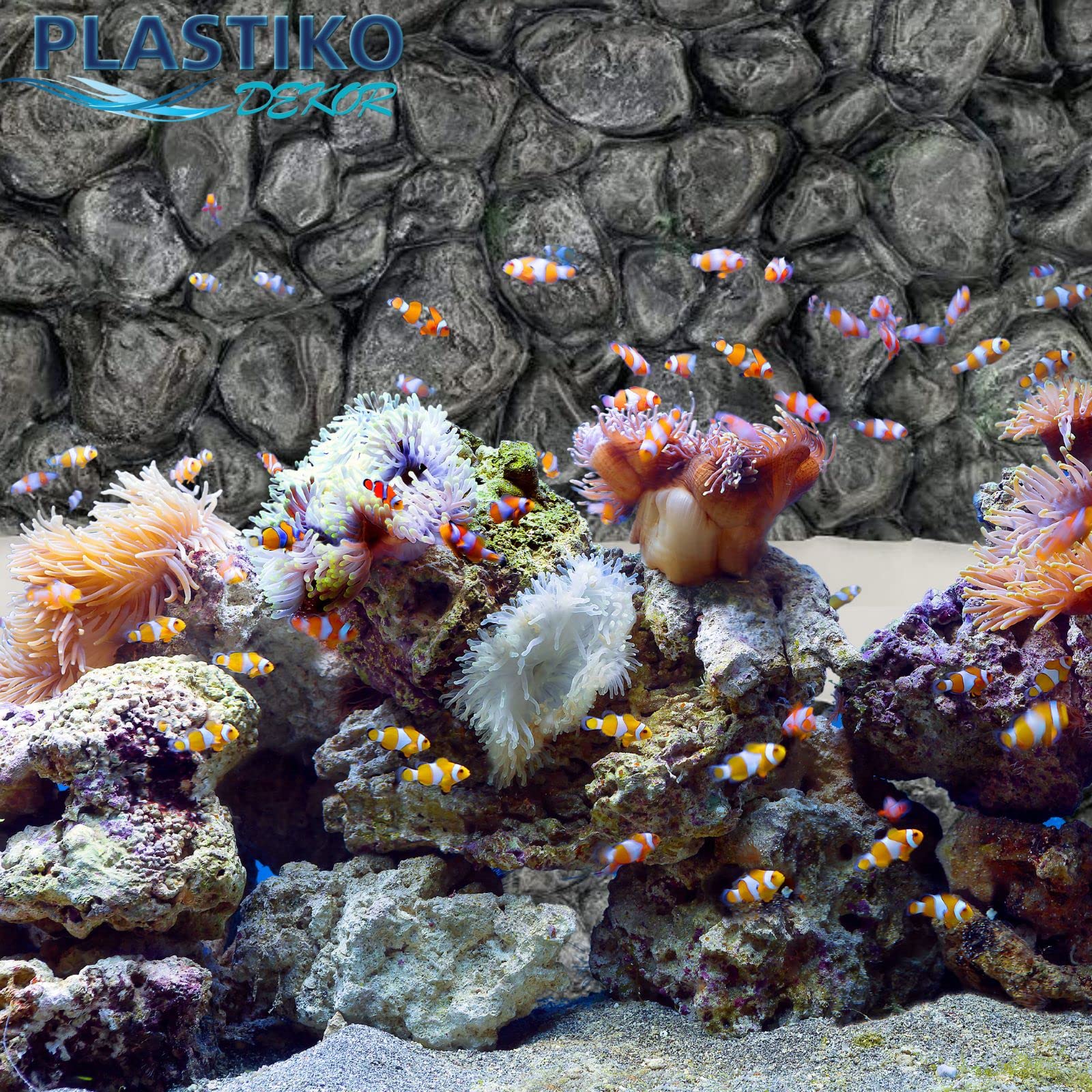 PLASTIKO - Aquarium Hintergrund 3D I Rückwänd 80x40 cm I Leicht zu Montieren und Reinigen I Keine Verklebung Erforderlich I Sicher für Tiere I Grau mit Baumwurzelmuster