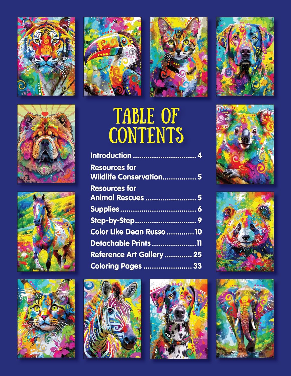 Pop Art Animals Coloring Book: Experience the Stress-Free Brilliance of Coloring Outside the Lines (Design Originals) Stunning Designs from Dean Russo - Dogs, Cats, and Exotic Wildlife Designs