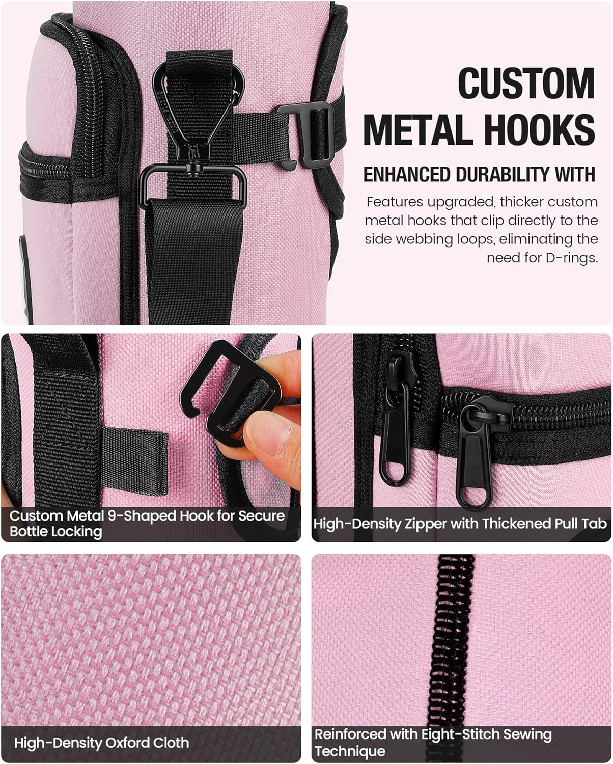 Sports rabbit Universal Water Bottle Holder – Durable Oxford & Neoprene Hybrid Design Compatible with Stanley 30/40oz Handled & 64/87oz Straight Tumblers, Adjustable Strap for Gym, Travel, Outdoors - Image 5