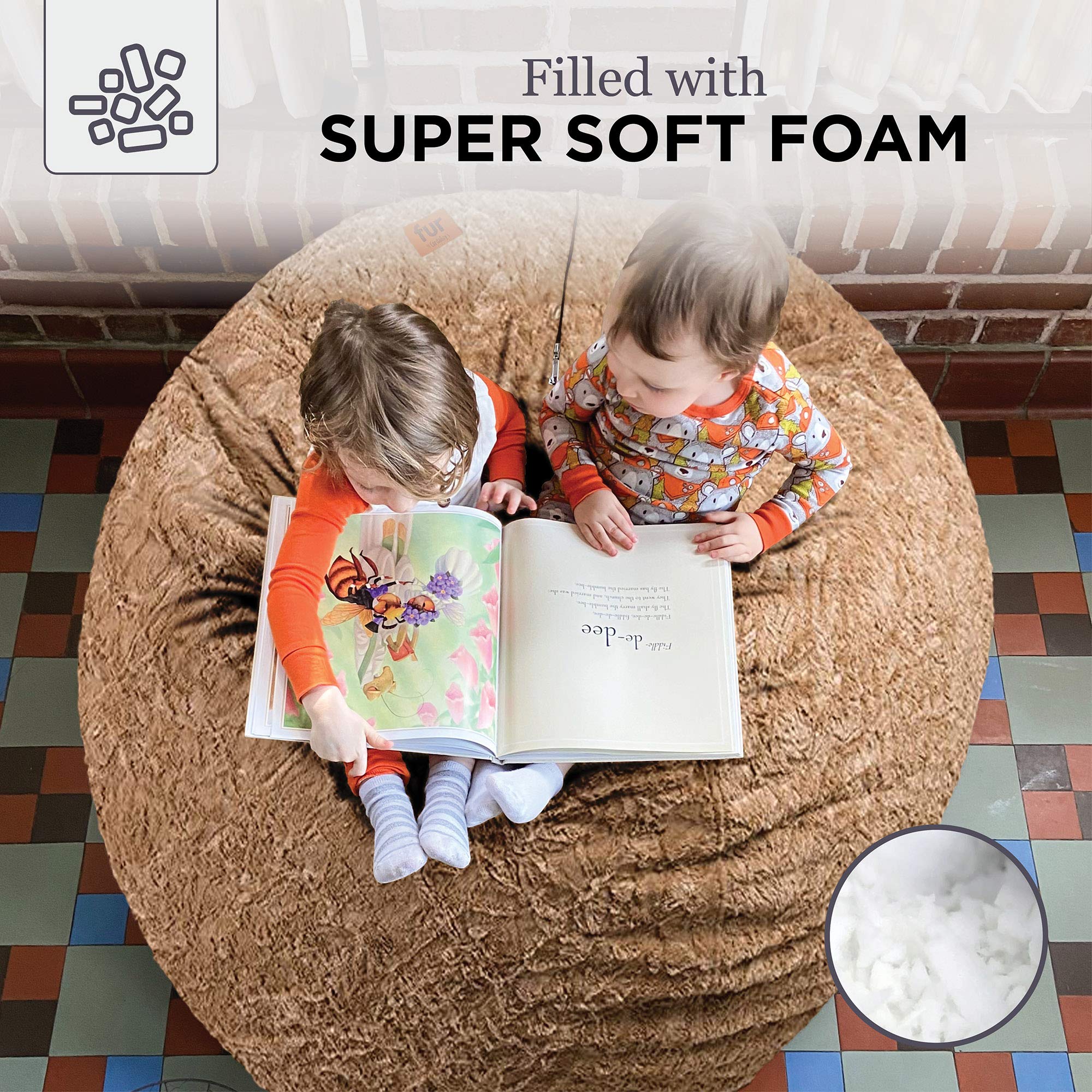 CordaRoy's Faux Fur Bean Bag Chair, Convertible Chair Folds from Bean