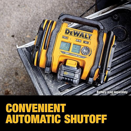 Miniatura 6 de DEWALT Inflador de neumáticos, compresor de aire portátil de 20V MAX, bomba de aire para automóvil con apagado automático, luz LED, solo herramienta
