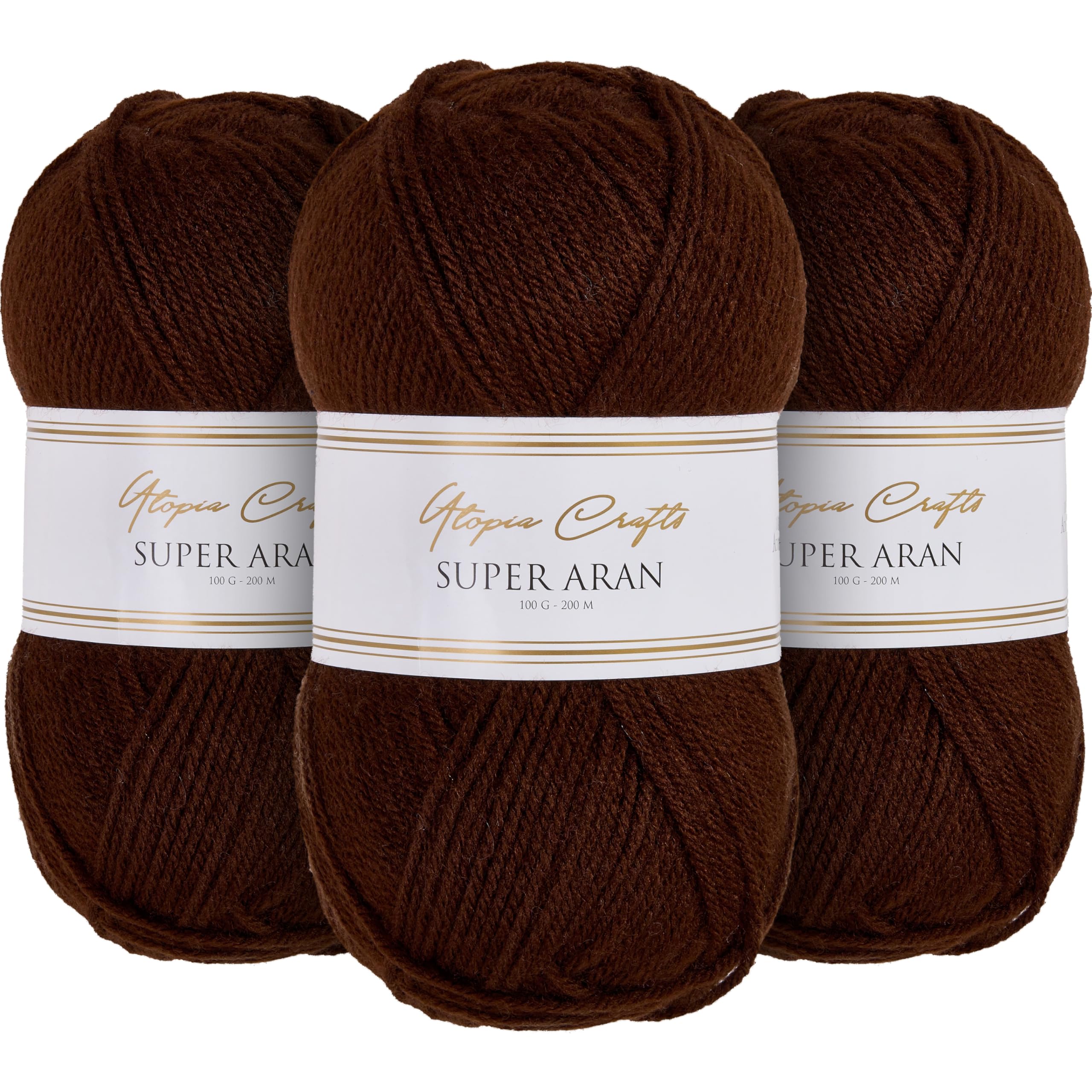 Utopia Crafts Super Aran Knitting and Crochet Yarn 3X 100g (Espresso Glow)