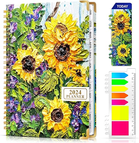 METEOROCK Agenda 2024 con espiral, agenda mensual 2024, 6.3 x 8.5 pulgadas, agenda diaria, semanal de enero de 2024 a diciembre de 2024, agenda para